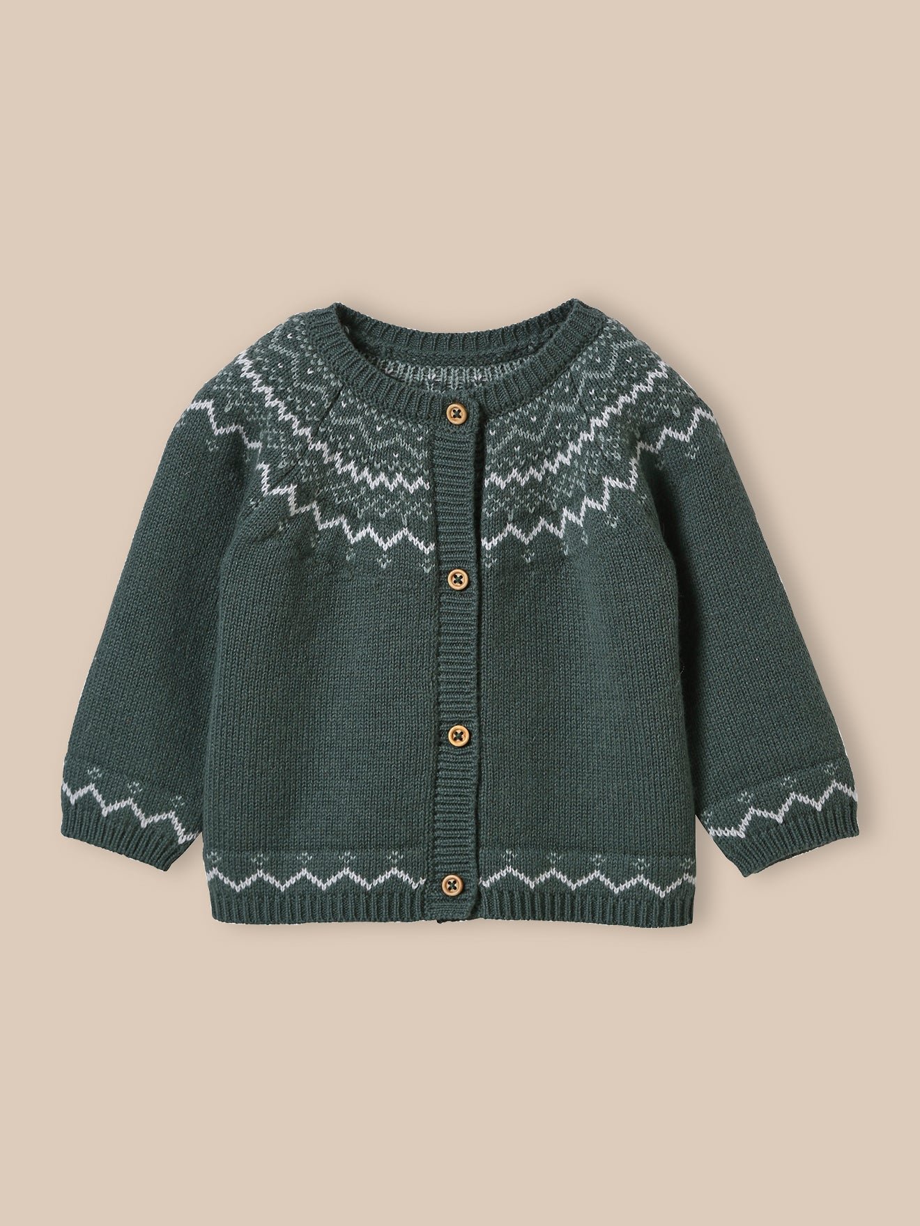 Wool jacquard cardigan CYRILLUS Green