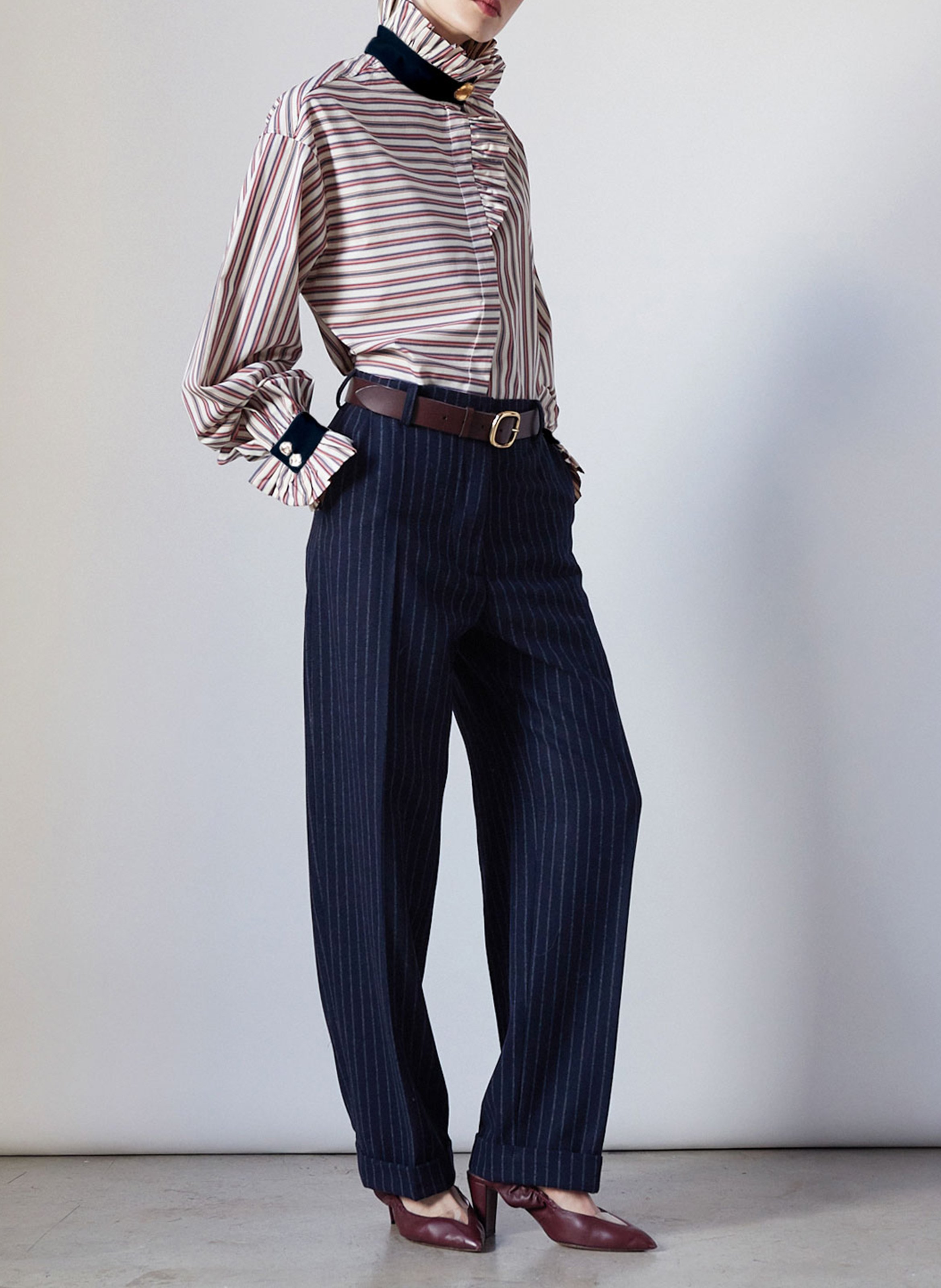 Chemise col volanté en coton organique THE LABEL EDITION Multicolore