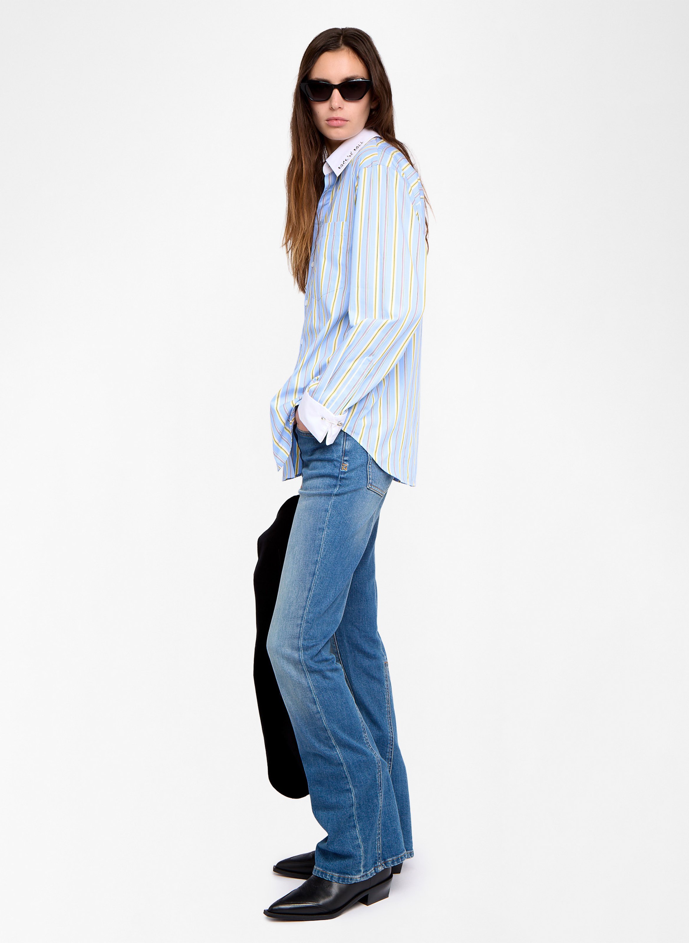 Chemise oversize col classique rayée en coton ZADIG&VOLTAIRE Bleu