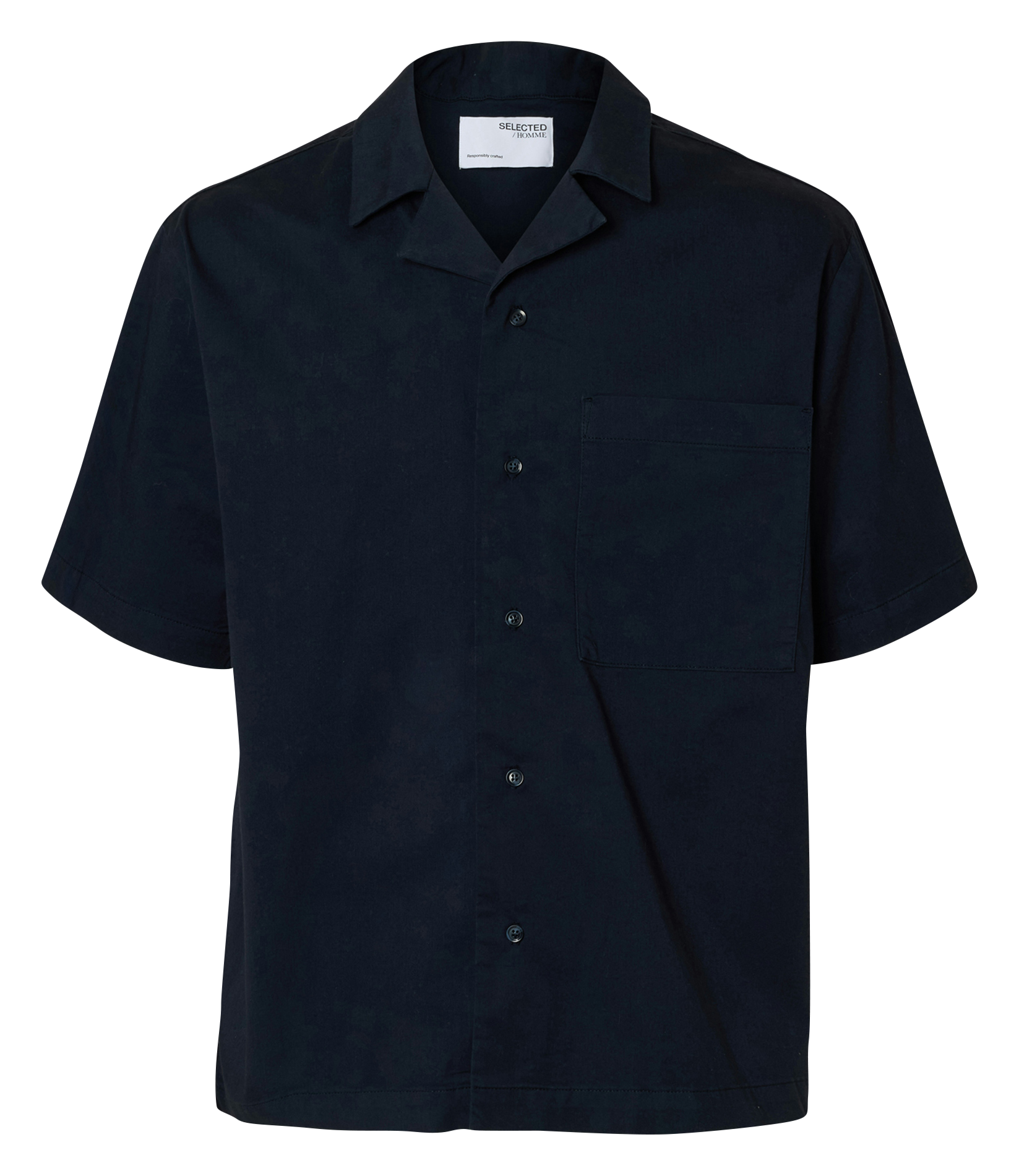 Bio-Baumwollbluse mit klassischem Kragen SELECTED Blau