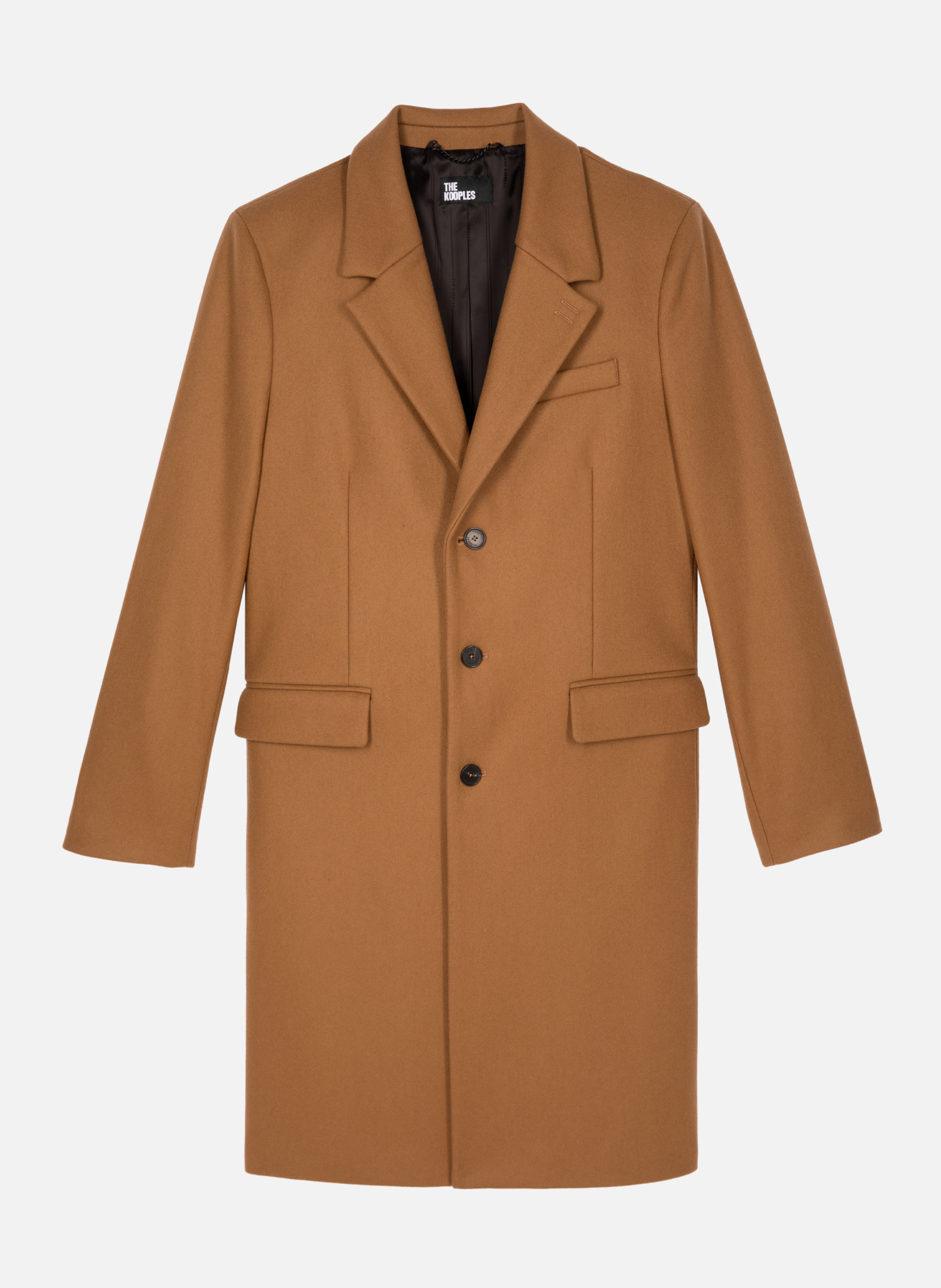 Leather lapel coat THE KOOPLES Brown