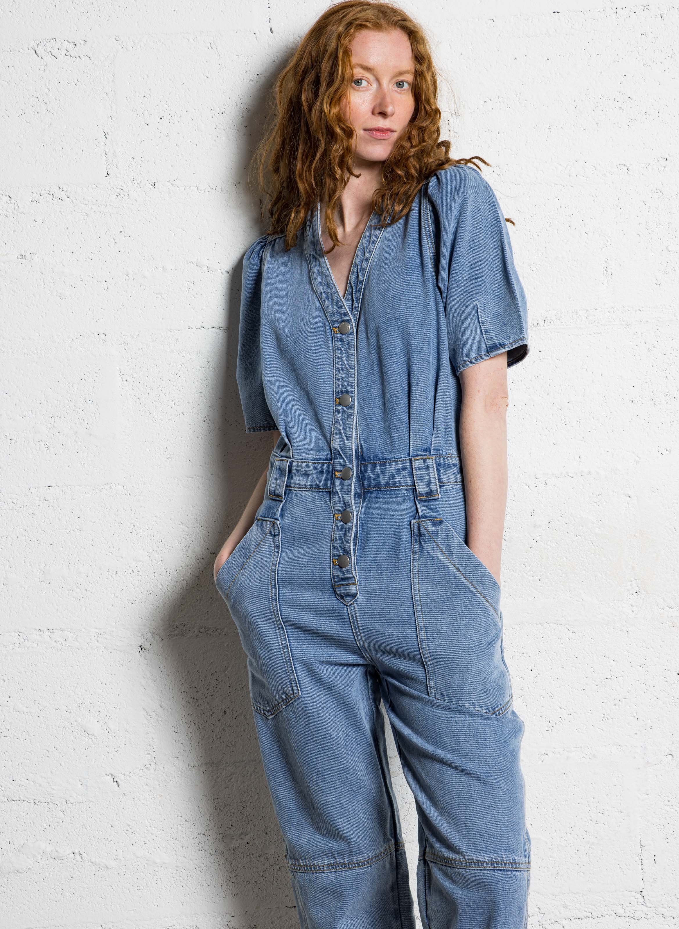 Combinaison droite en coton SUNCOO Bleu