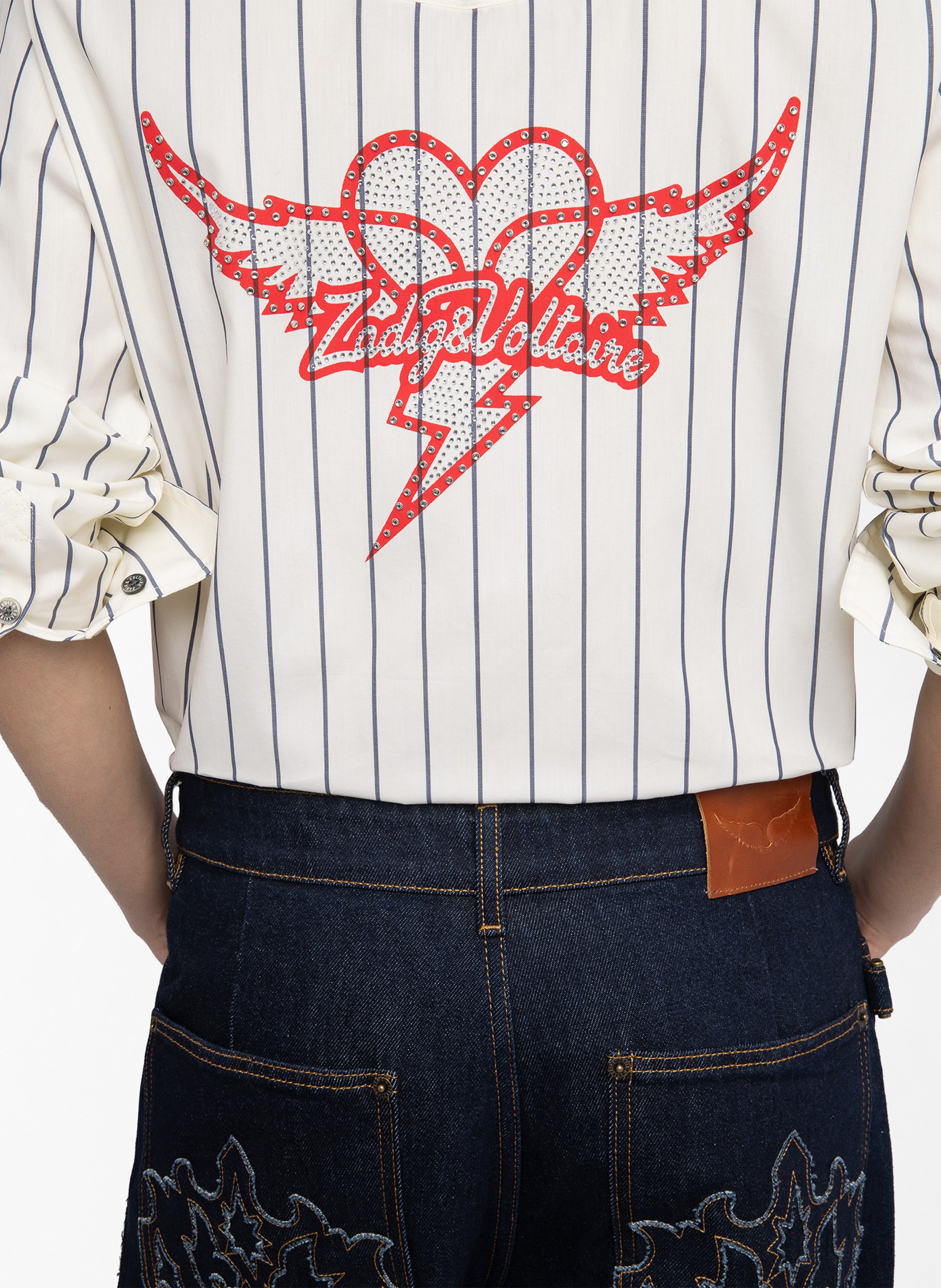 Rechte, gestreepte, katoenen blouse met klassieke kraag ZADIG&VOLTAIRE Geel