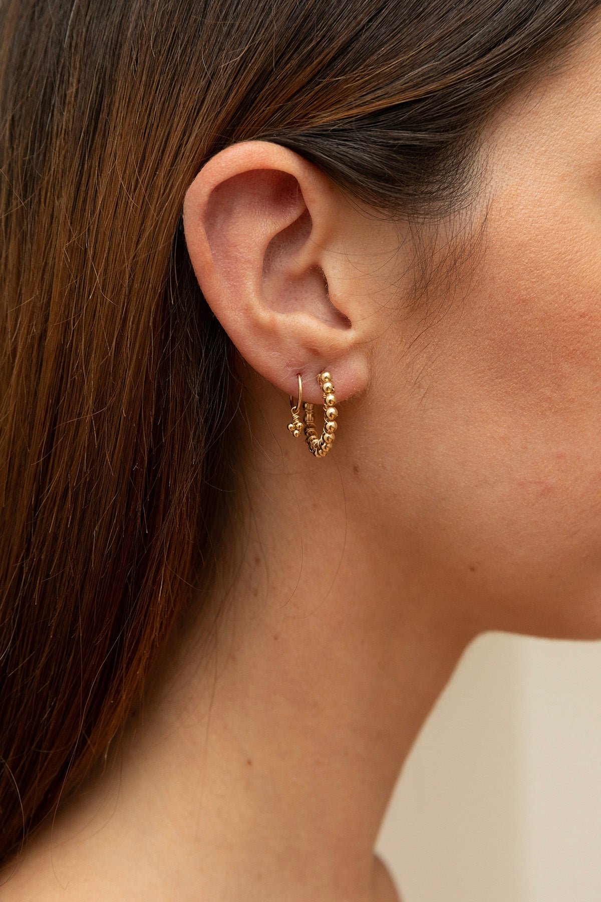 Large beaded hoop earrings YAY Golden