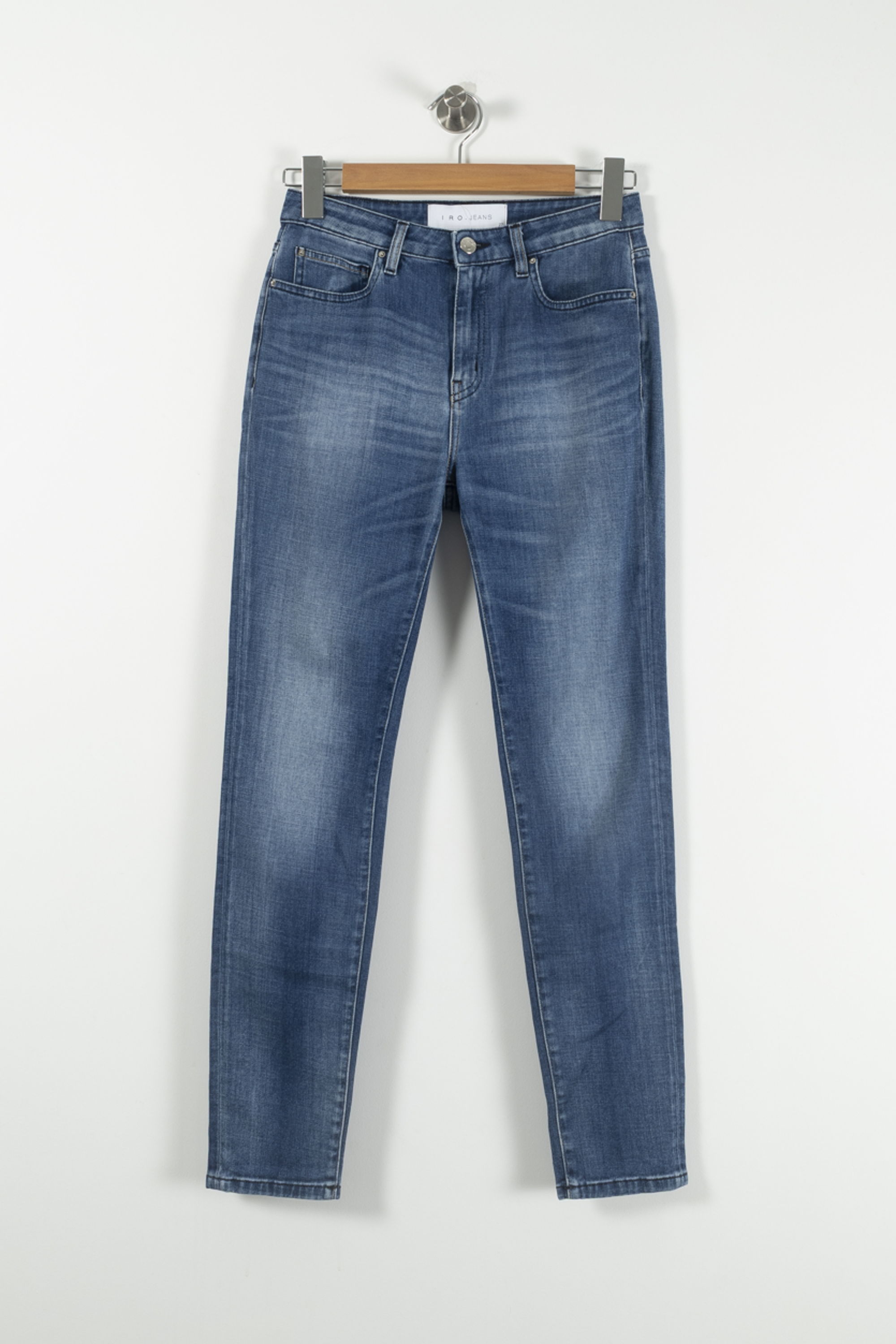 Cropped slim jeans with studs IRO - Seconde Main Blue