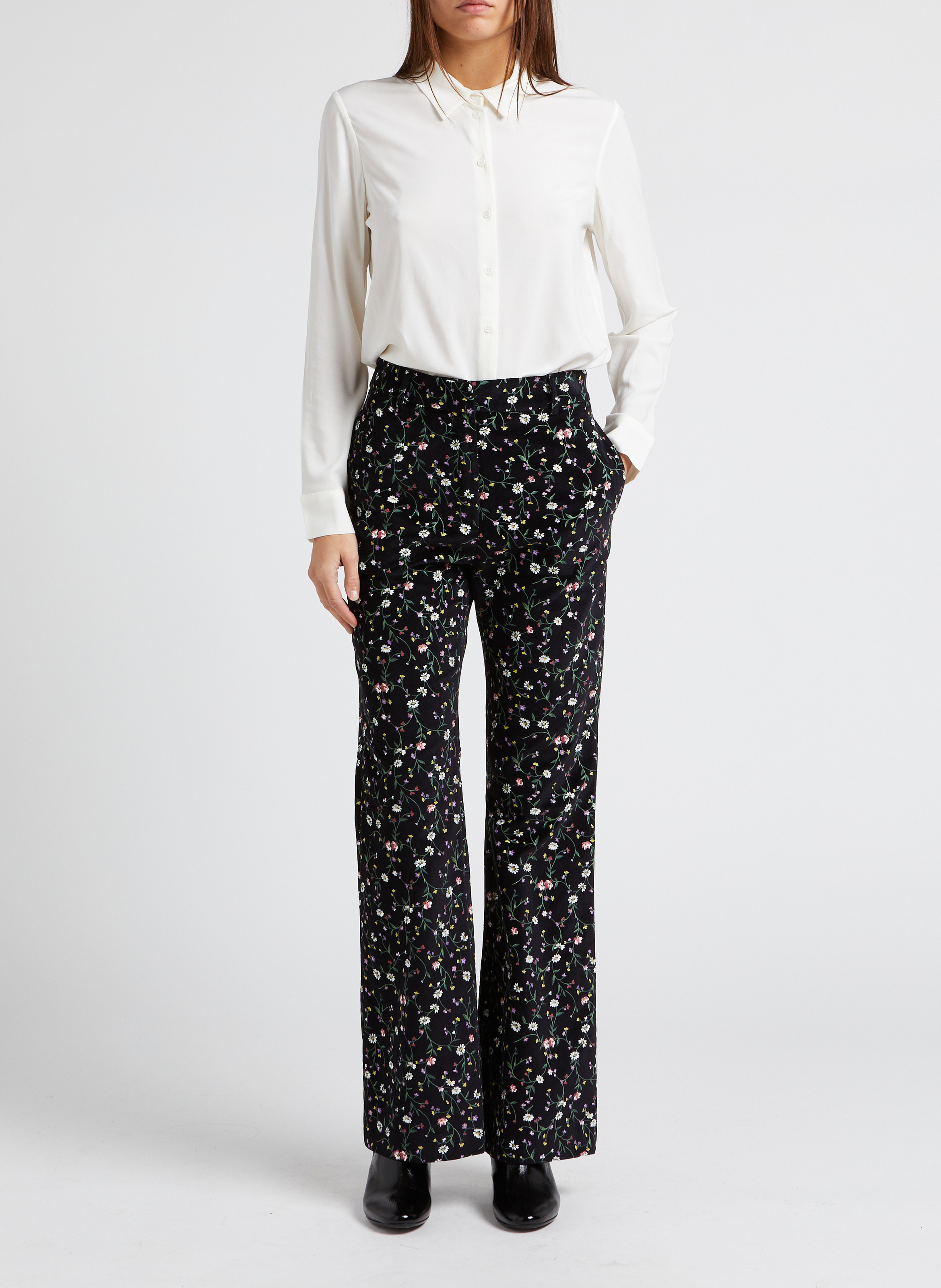 Rechte, katoenen broek met hoge taille PAUL AND JOE Zwart