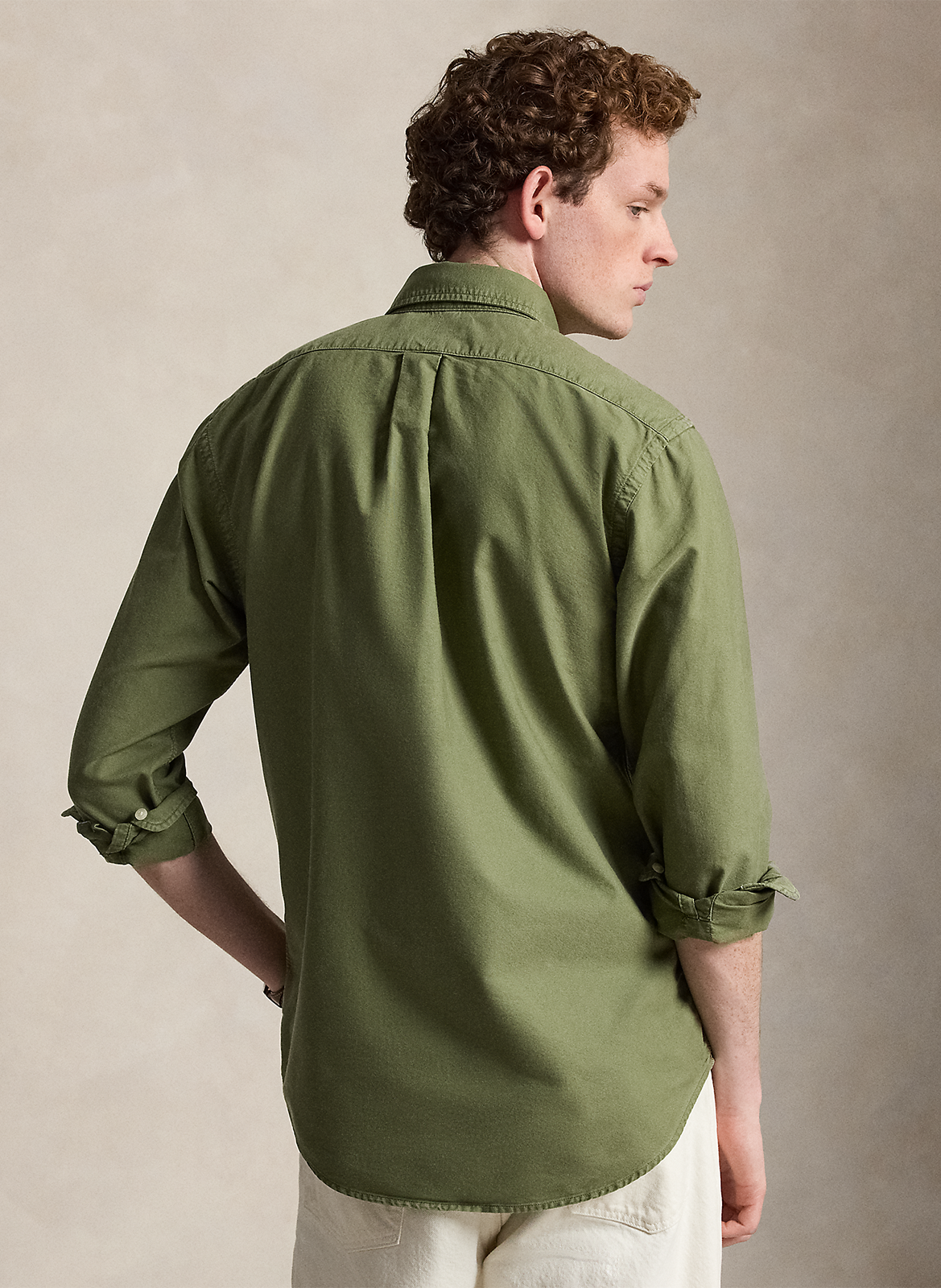 Chemise droite col classique en coton Vert