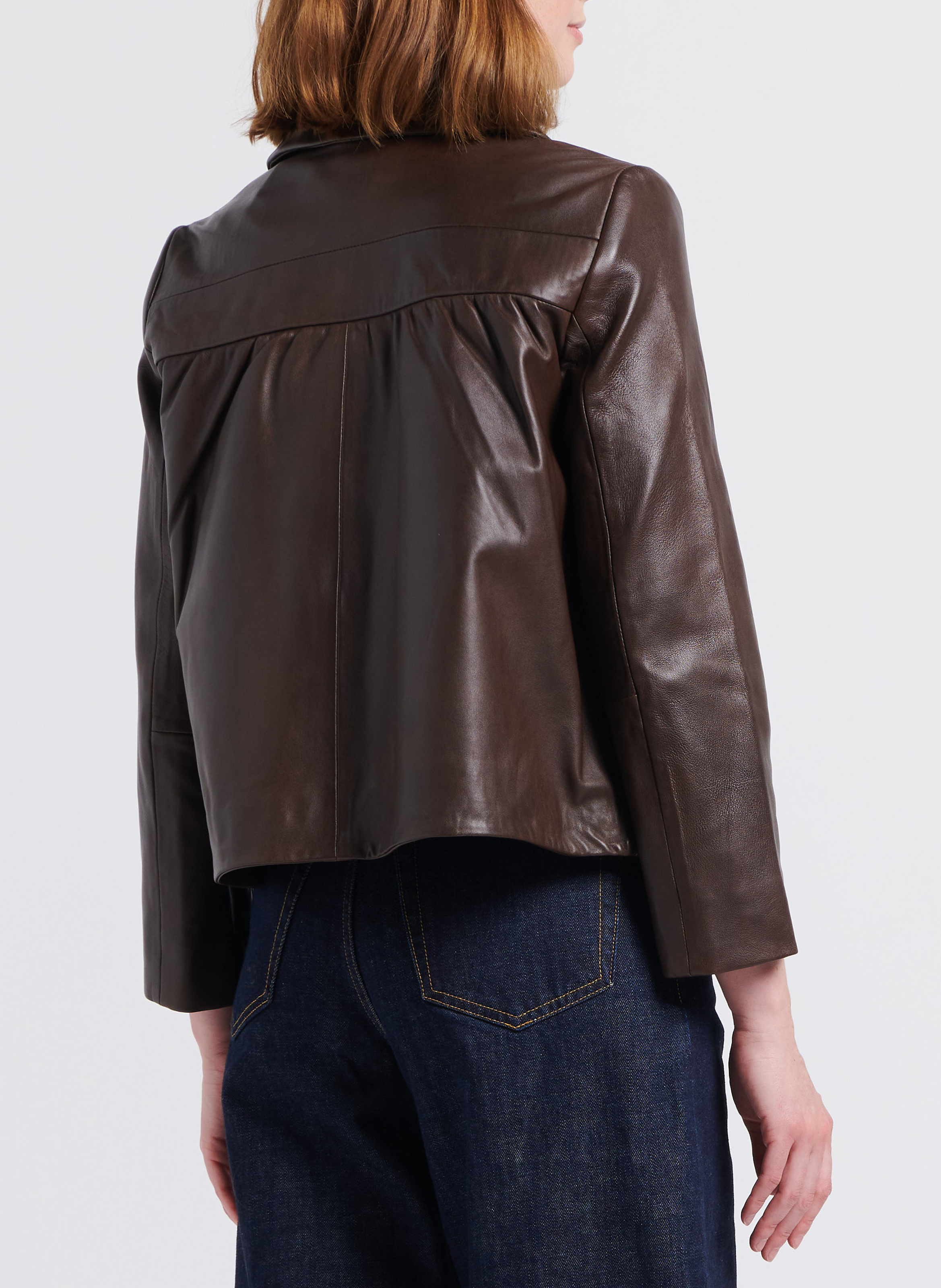 Veste col claudine en cuir  BA&SH Marron