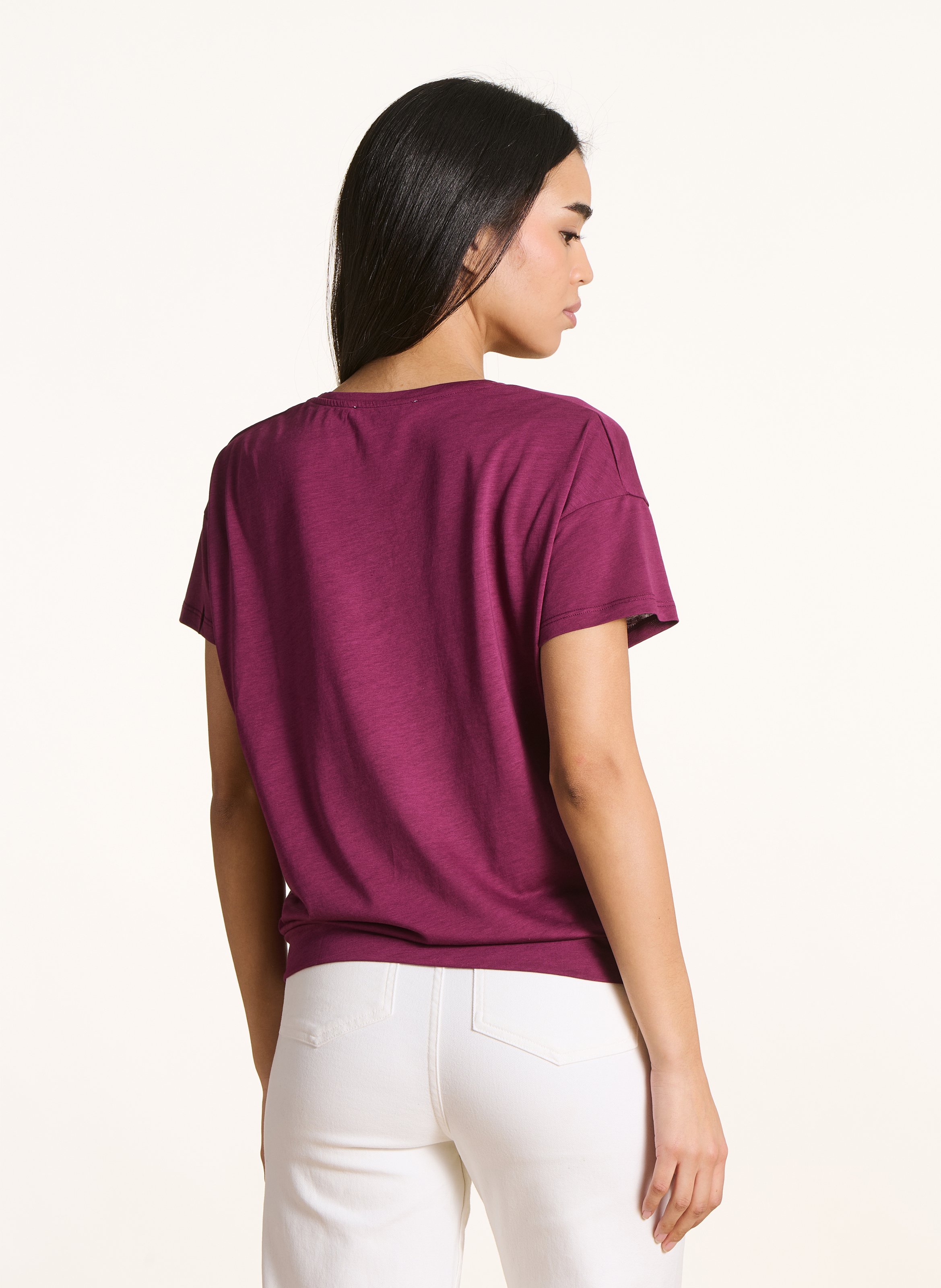 Tee-shirt oversize col V LA FEE MARABOUTEE Violet