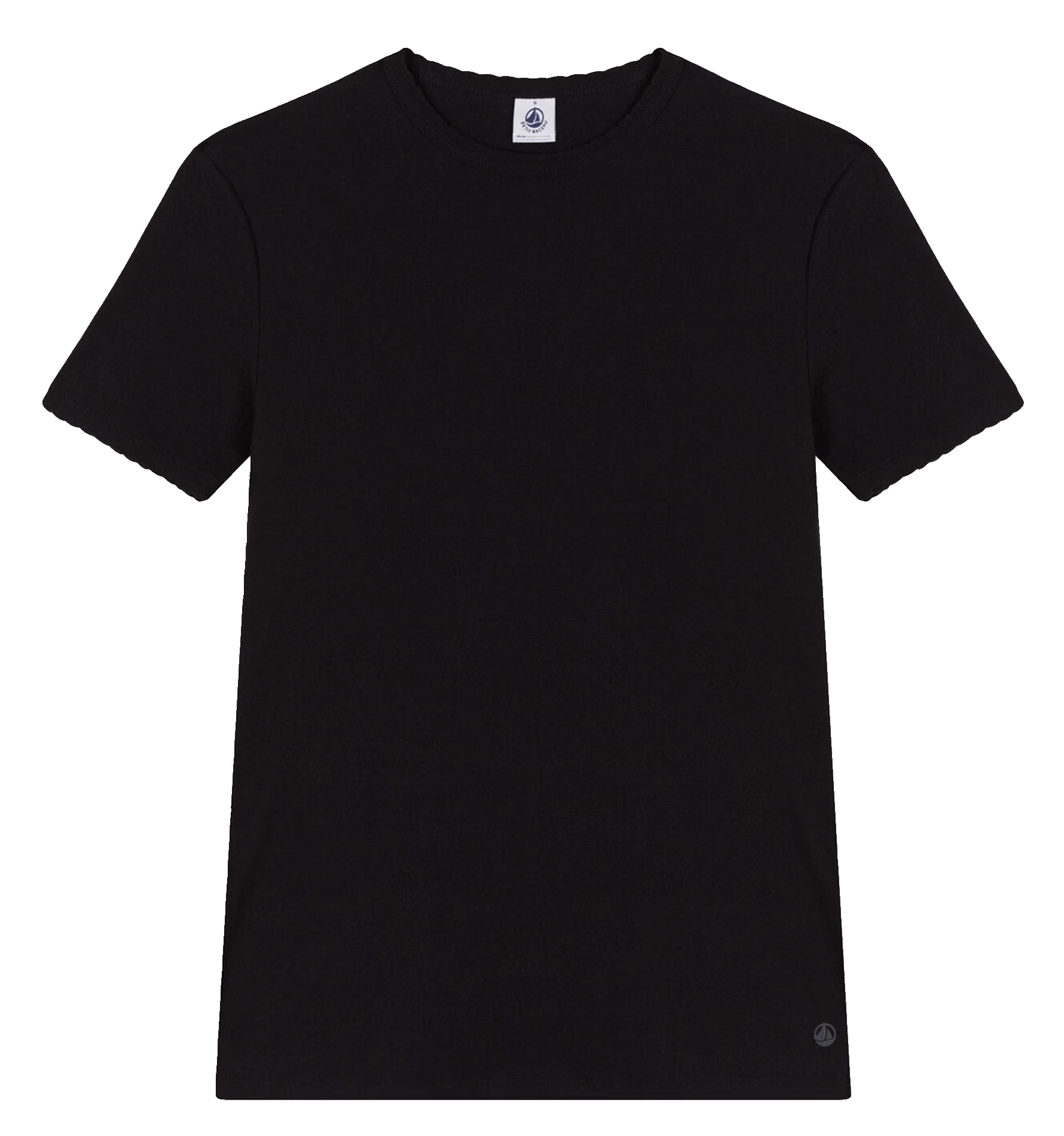 Fitted round-neck cotton T-shirt PETIT BATEAU Black