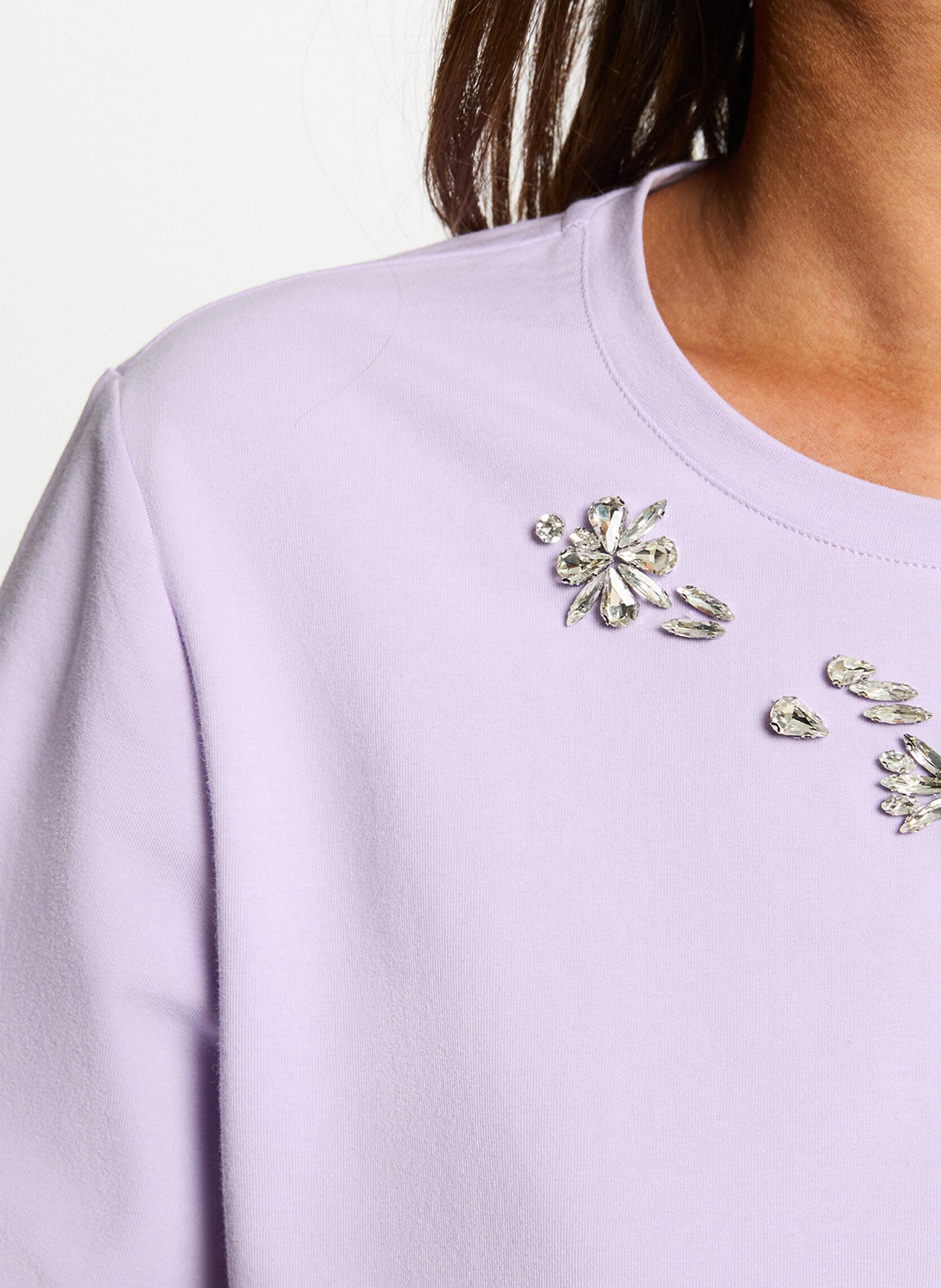 Gerader Rundhalsausschnitt T-Shirt aus Baumwollmischgewebe MORGAN Violett