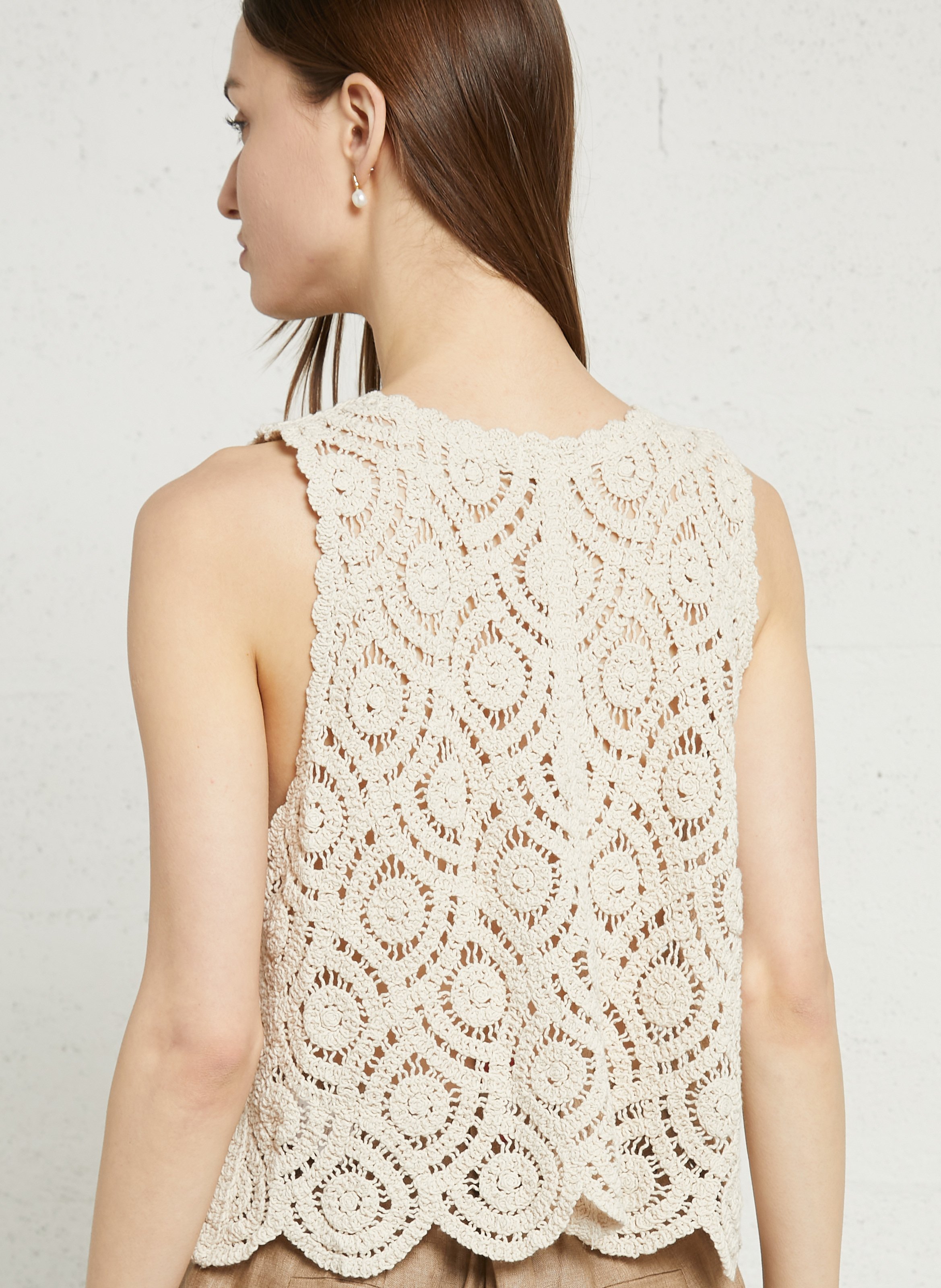 Gilet ample col V en coton SEE U SOON Beige