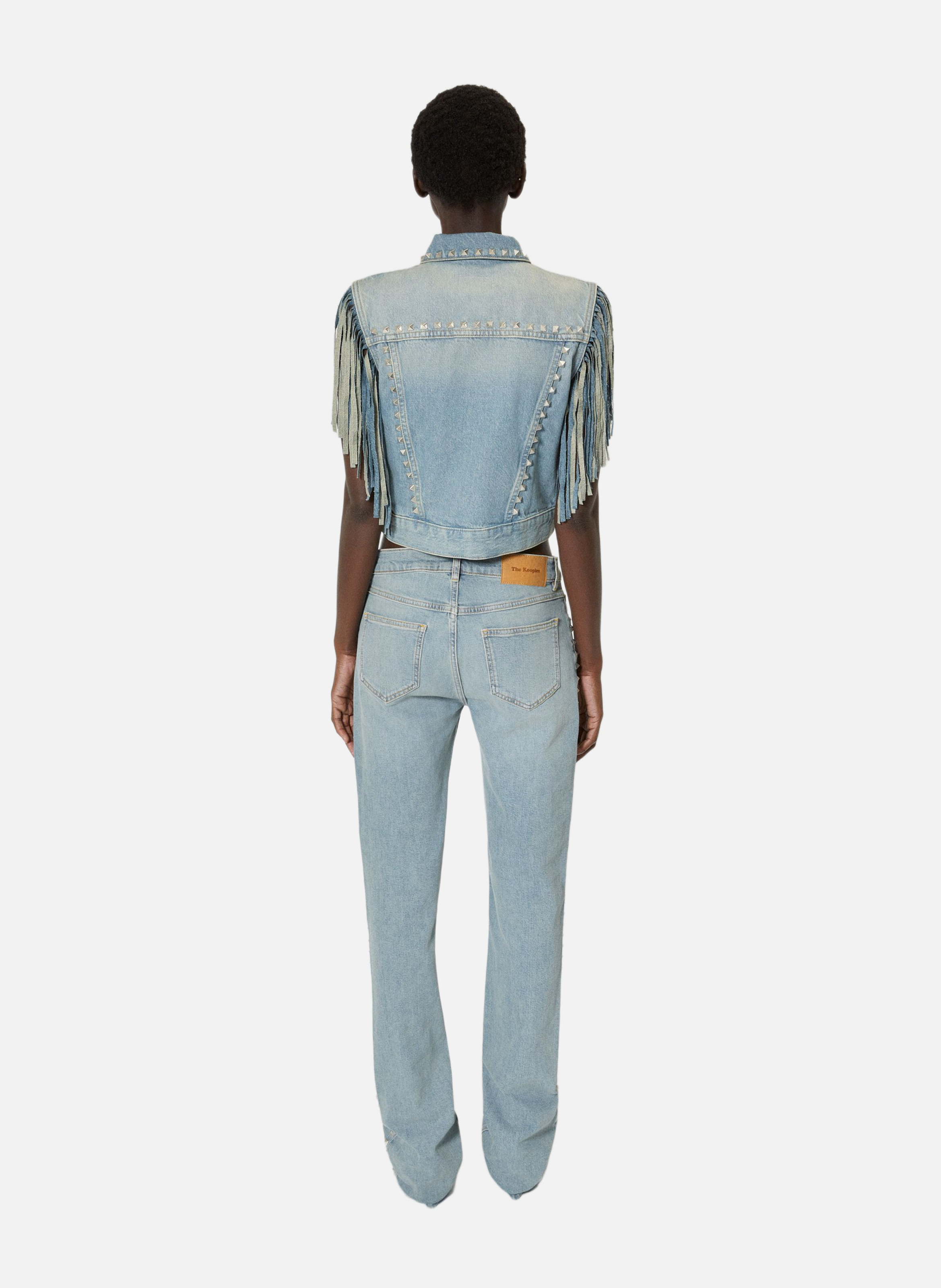 Blouson en denim avec franges et studs THE KOOPLES Bleu