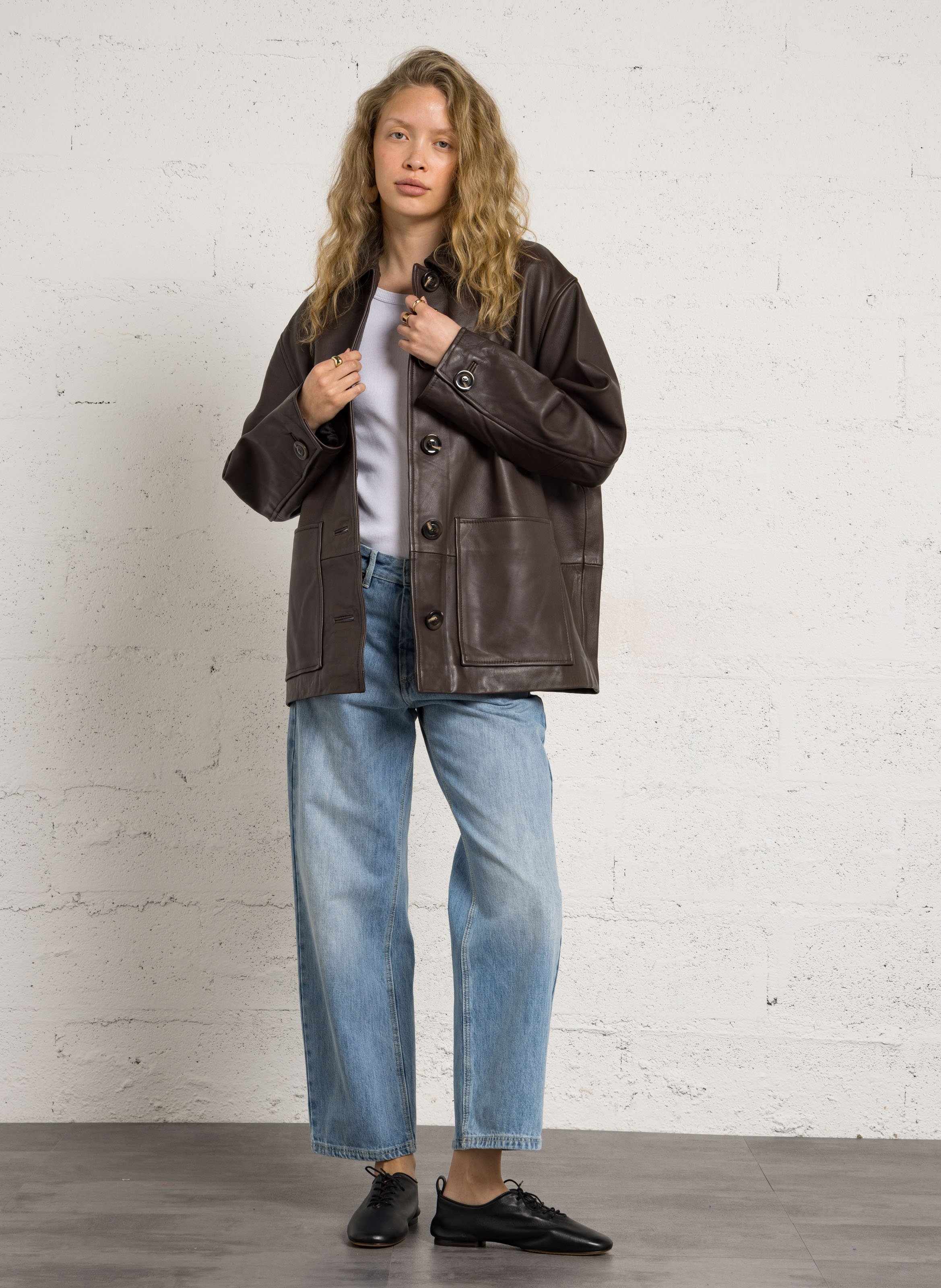 Lammlederblouson mit klassischem Kragen SOEUR Braun