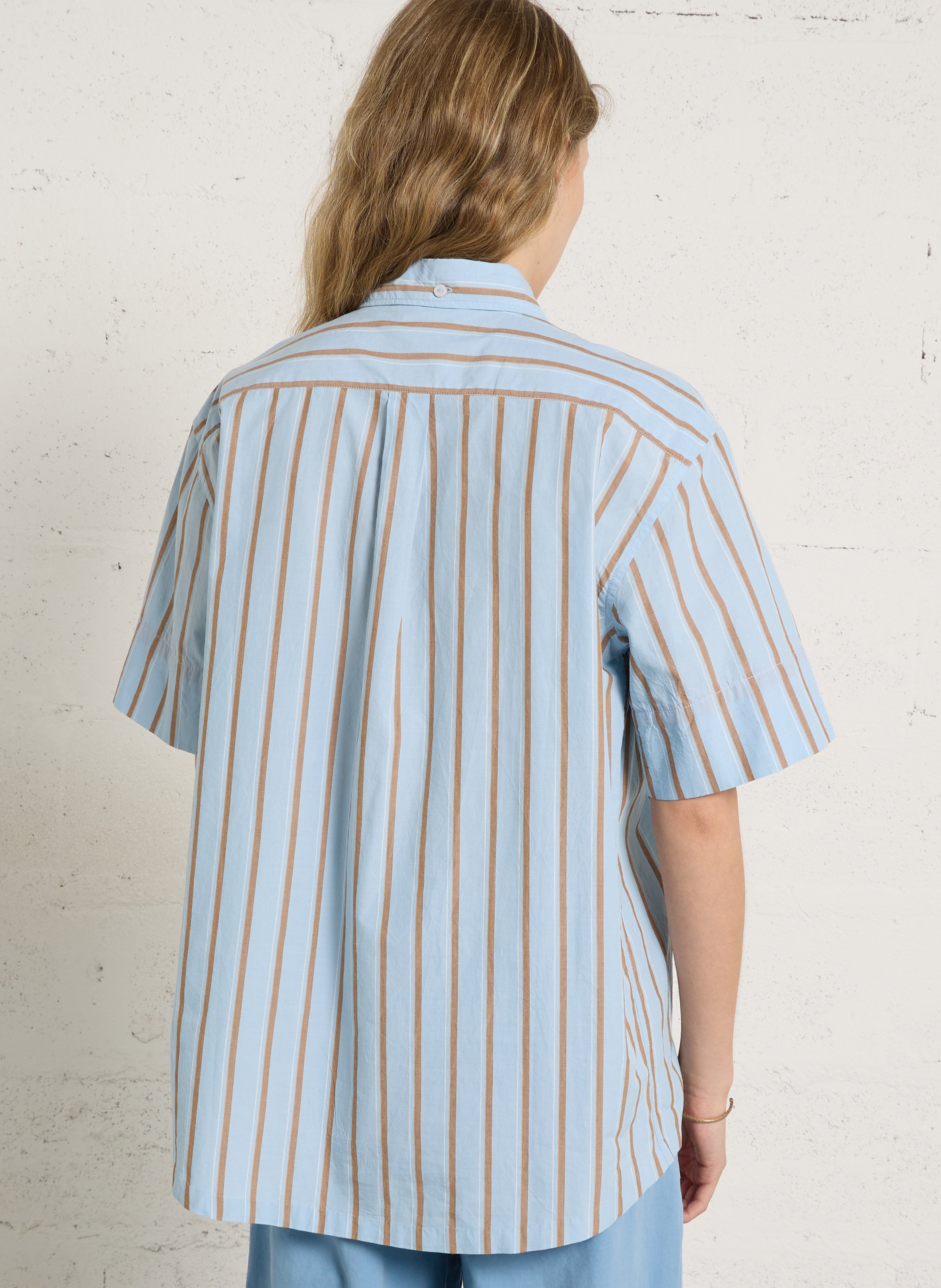 Gerade geschnittene Bluse aus Bio-Baumwolle mit Streifen LEON & HARPER Blau