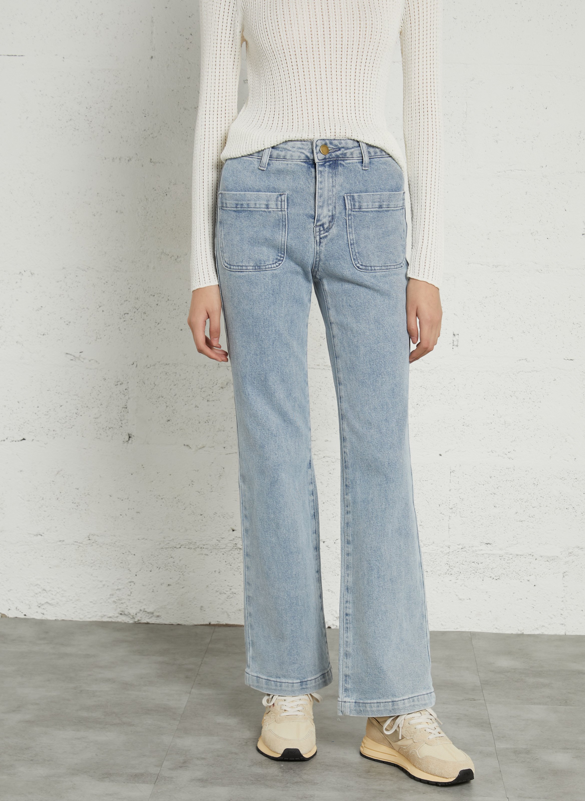 Jean évasé taille haute en coton mélangé LA PETITE ETOILE Bleu