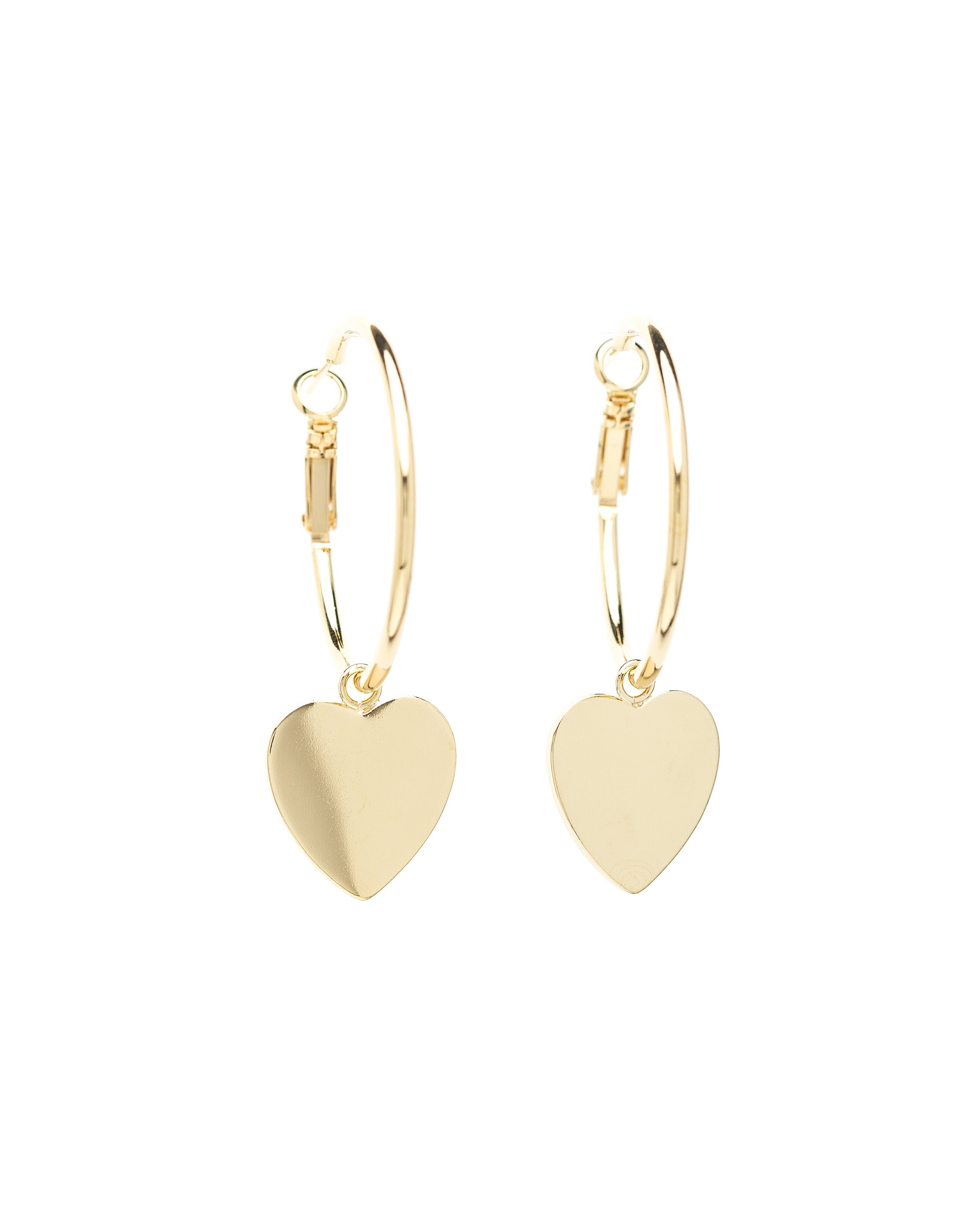 Small heart-shaped gold-plated hoop earrings GoldenMONSIEUR SIMONE