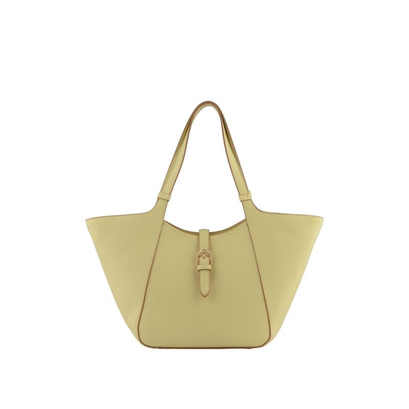 Calfskin leather shoulder bag POURCHET Yellow