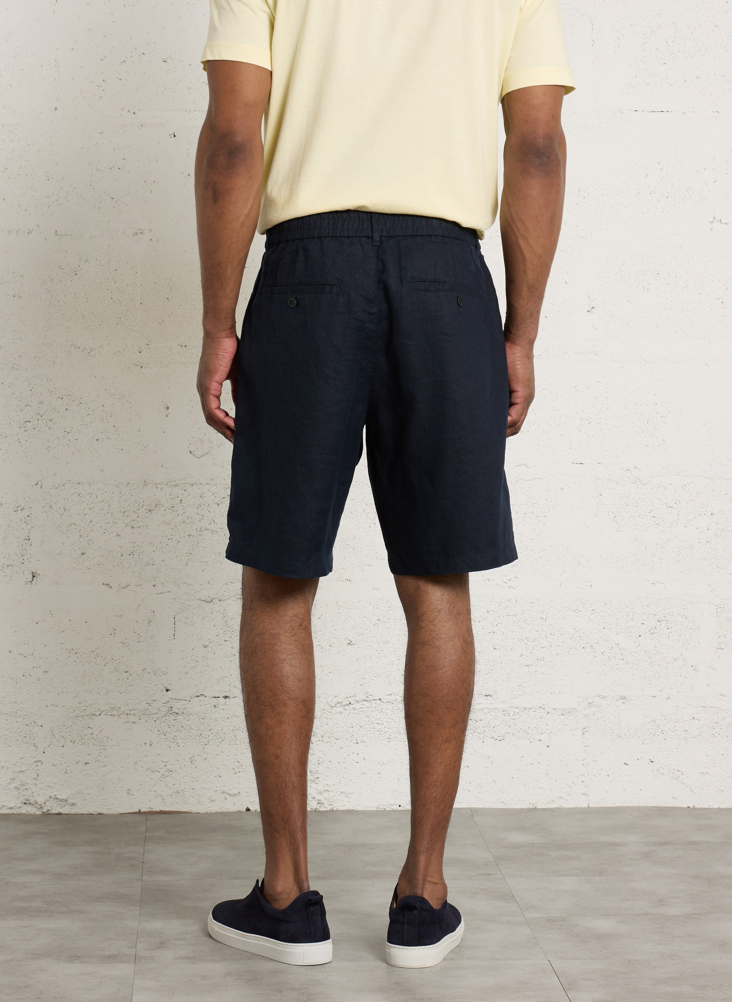 Short droit uni en lin GANT Bleu