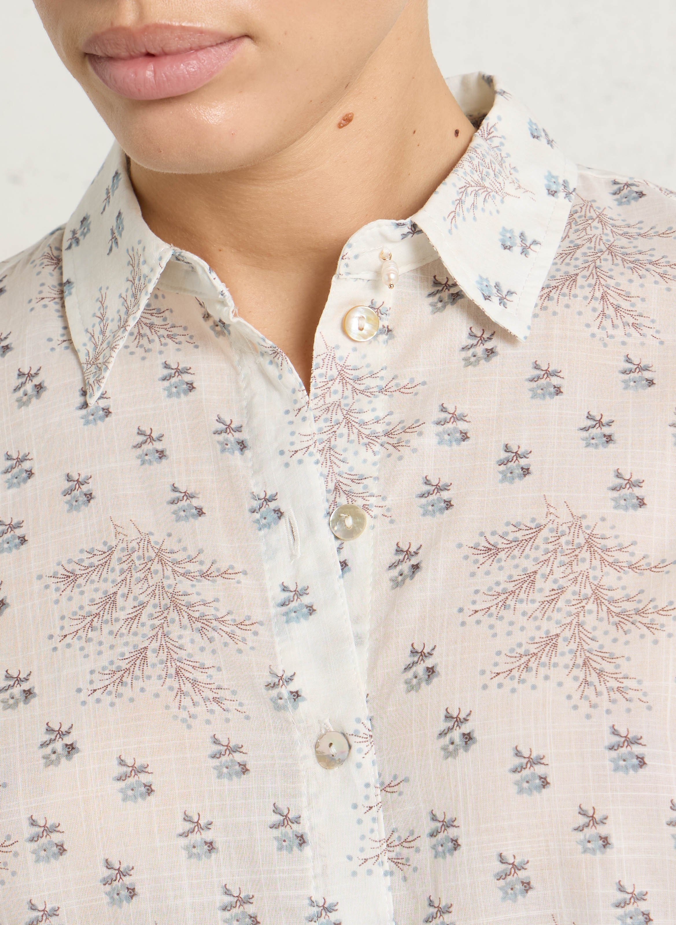 Chemise droite col classique en coton mélangé HOD PARIS Blanc