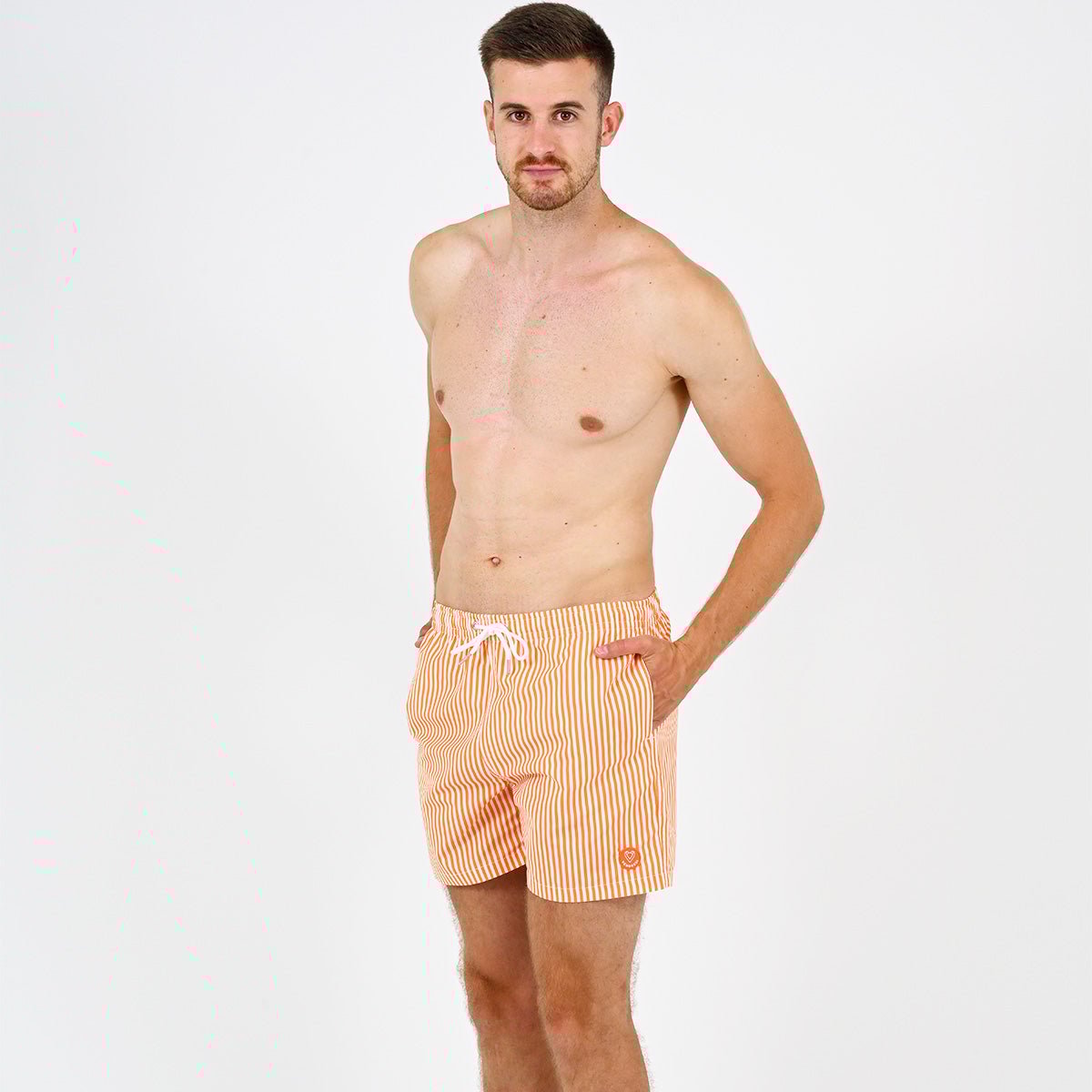 Surfer Striped Swim Shorts VENDREDI SWIMWEAR Orange