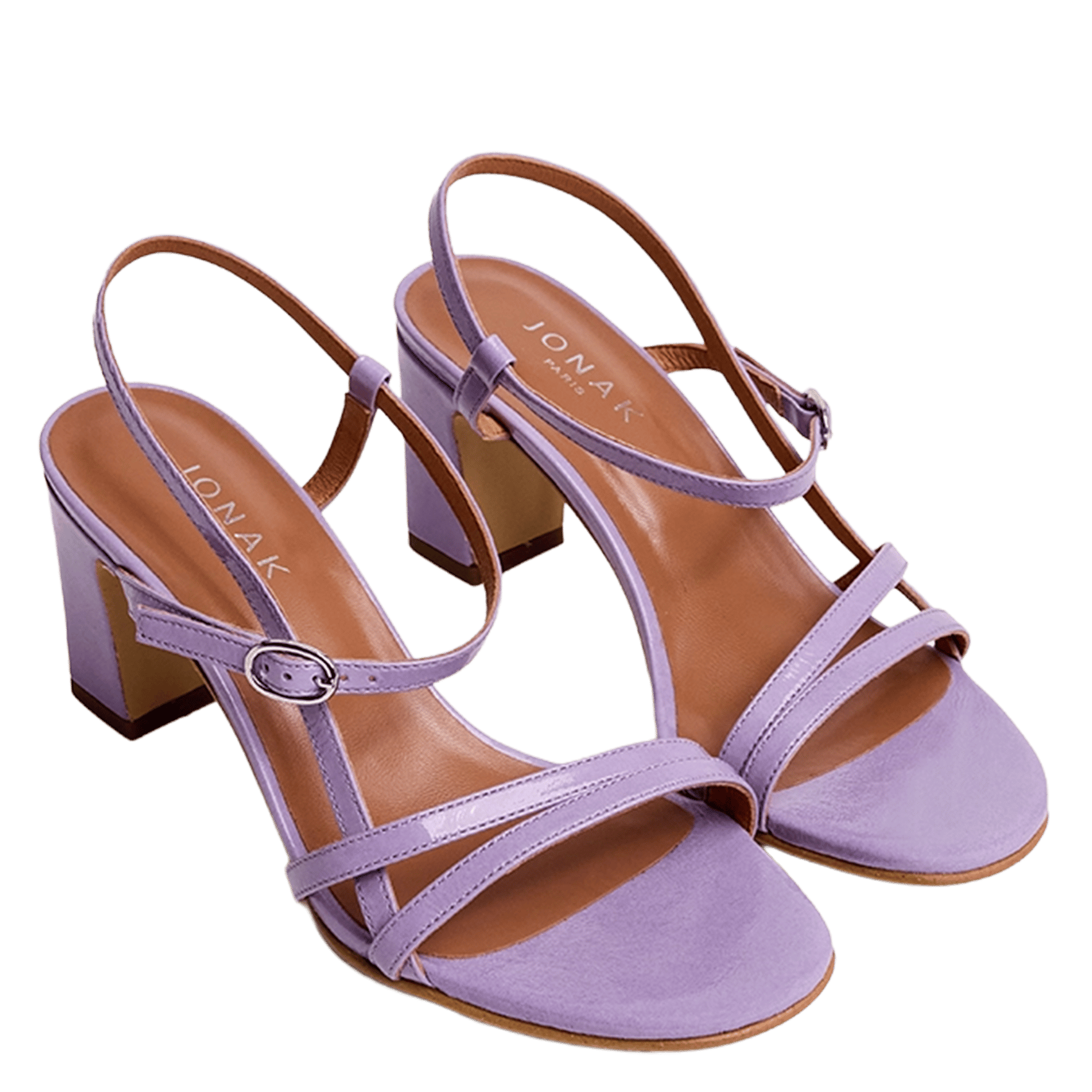 Sandales à talons et brides en cuir verni JONAK Violet