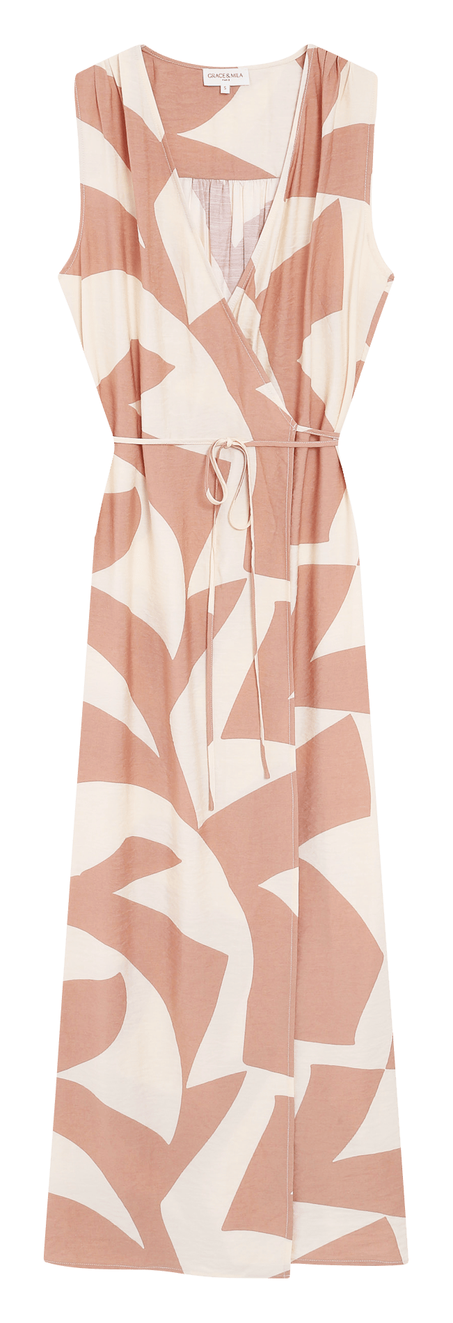 Robe longue portefeuille imprimée VELLINE Mocha