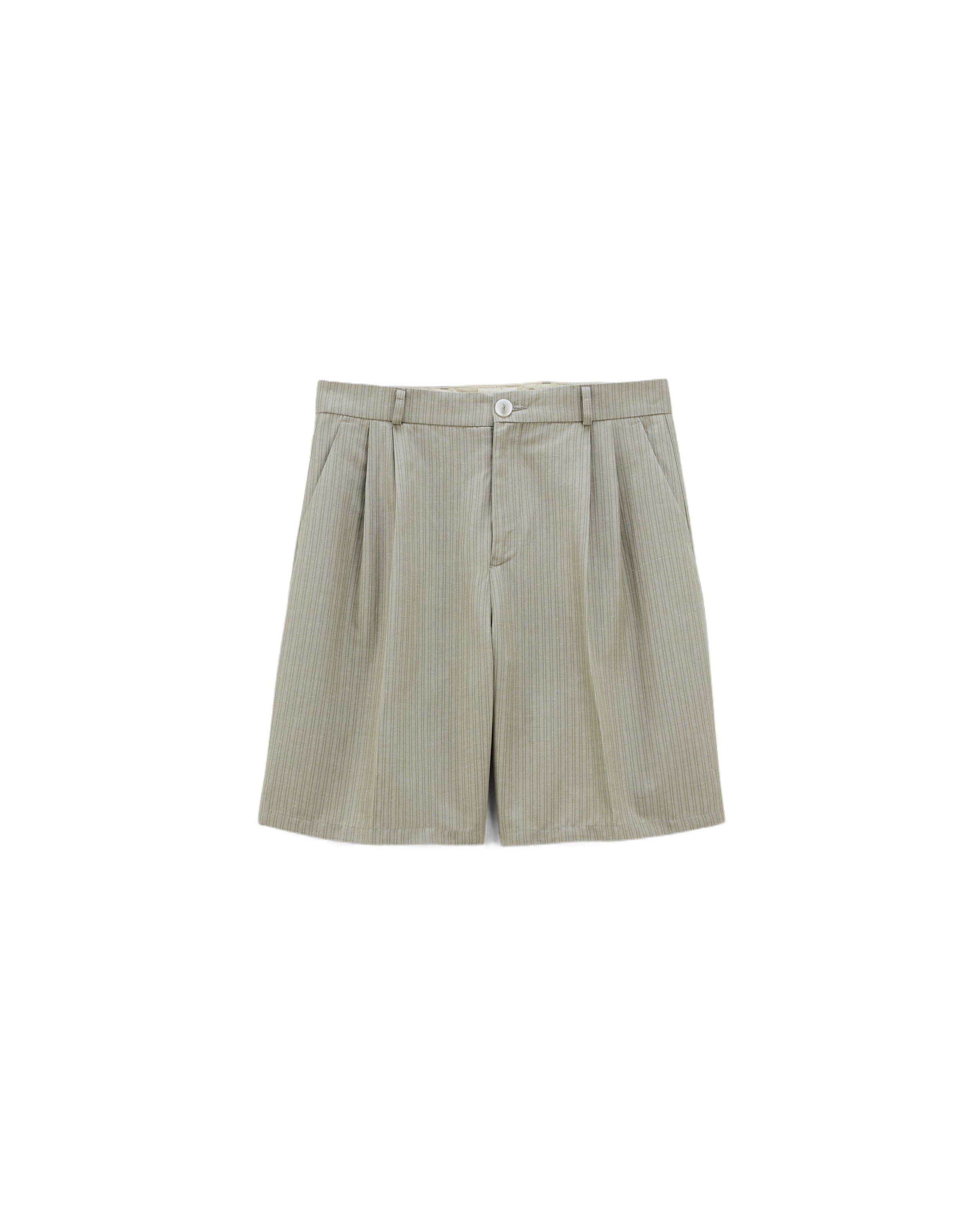 Pleated shorts in Como Beige Stripes Noyoco Beige