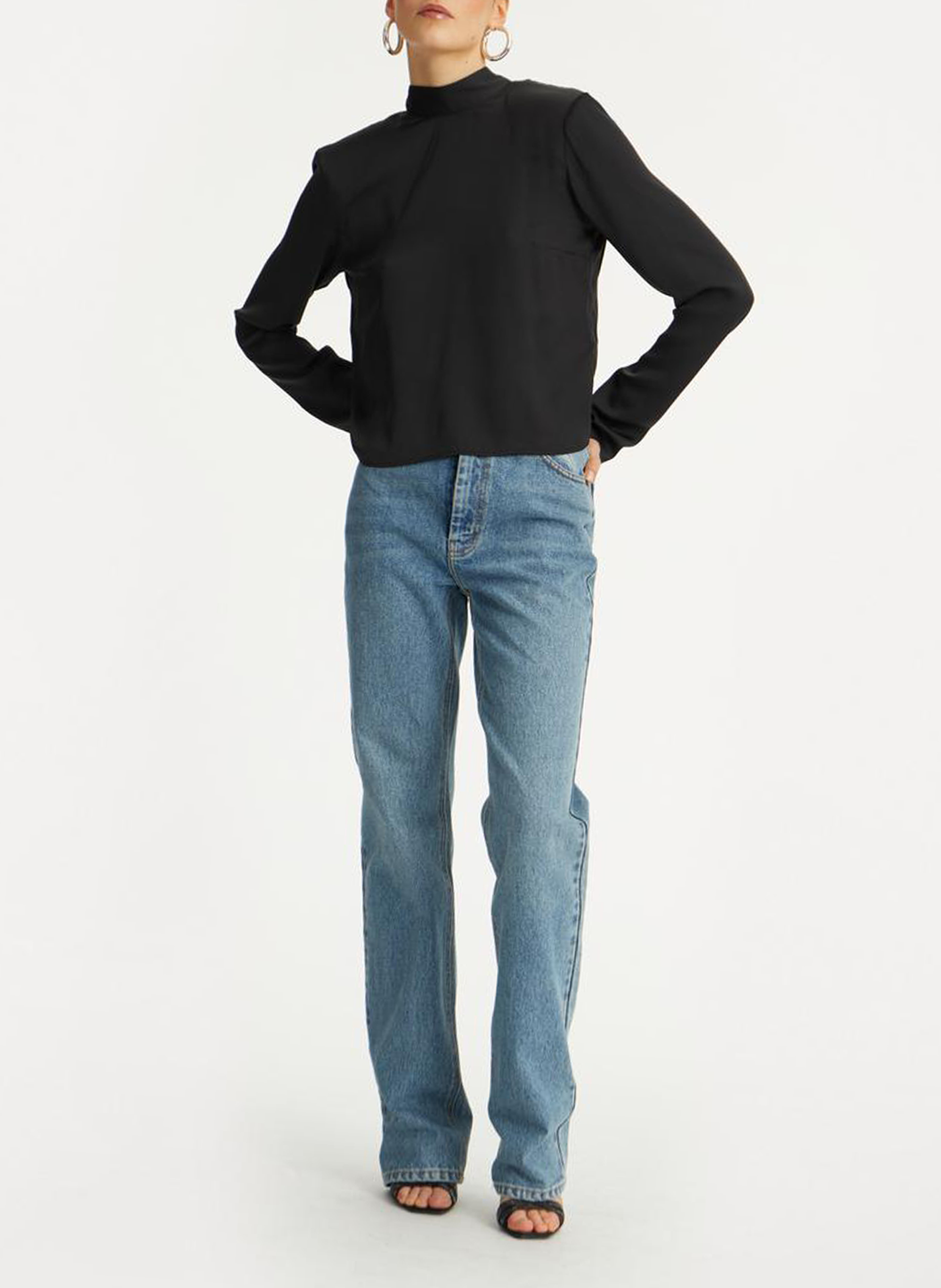 Printed viscose top ROTATE Black