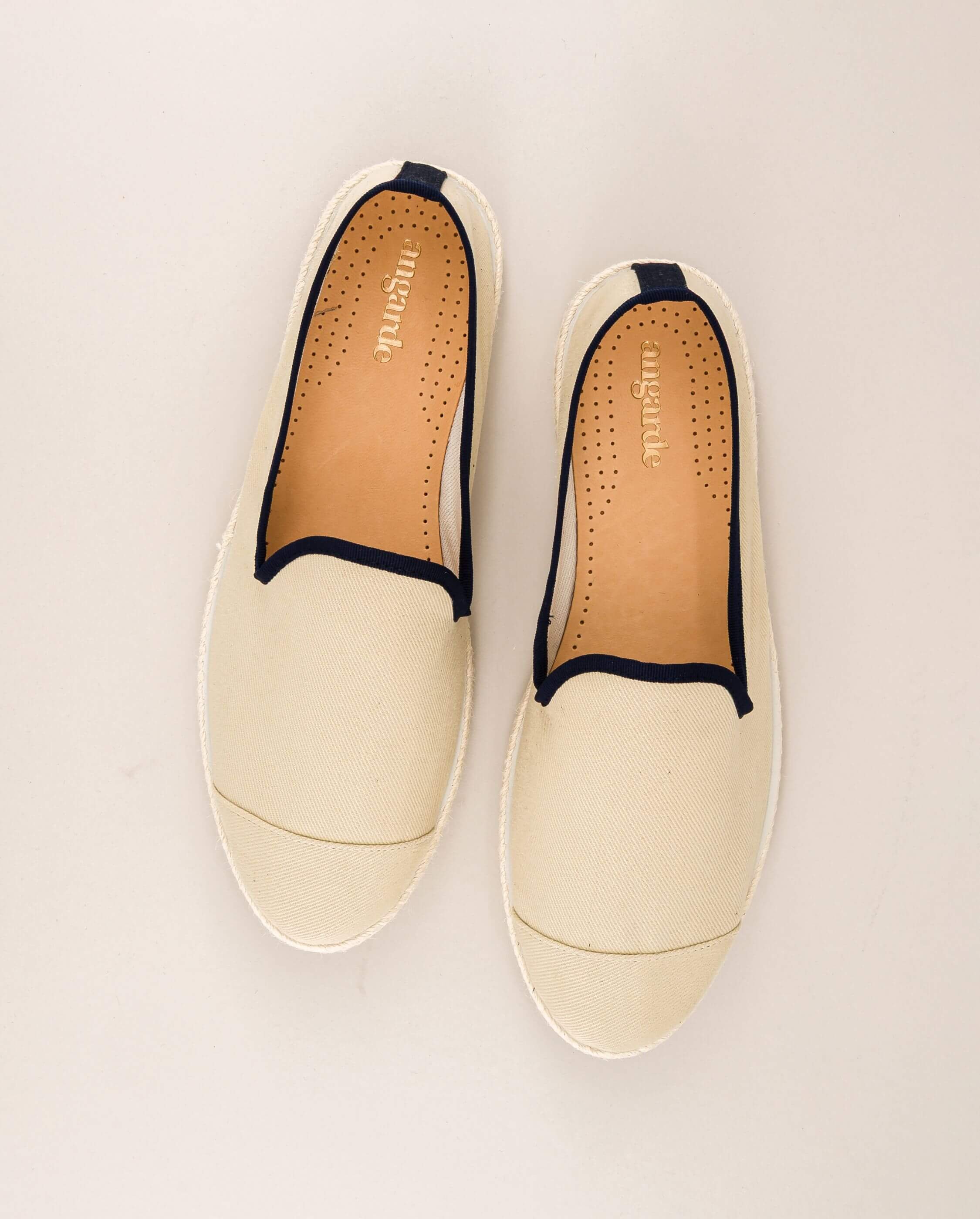 Men's espadrilles, beige cotton navy ANGARDE Beige