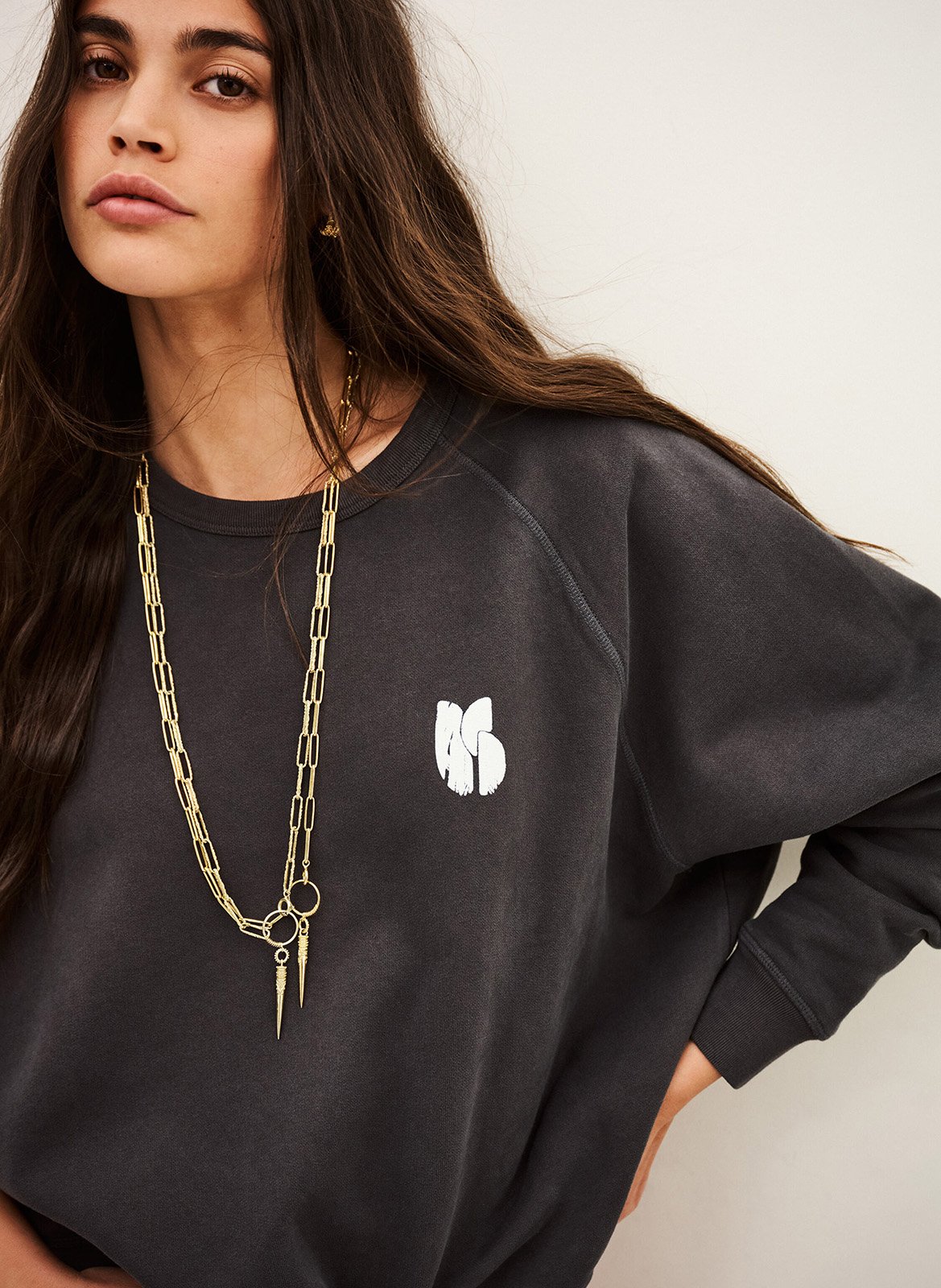 Weites Rundhals-Sweatshirt aus Baumwolle BA&SH Schwarz