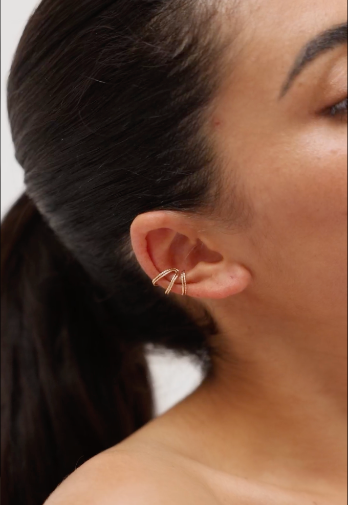 Triple Conch Faux Piercing - Sparkle YAY Golden