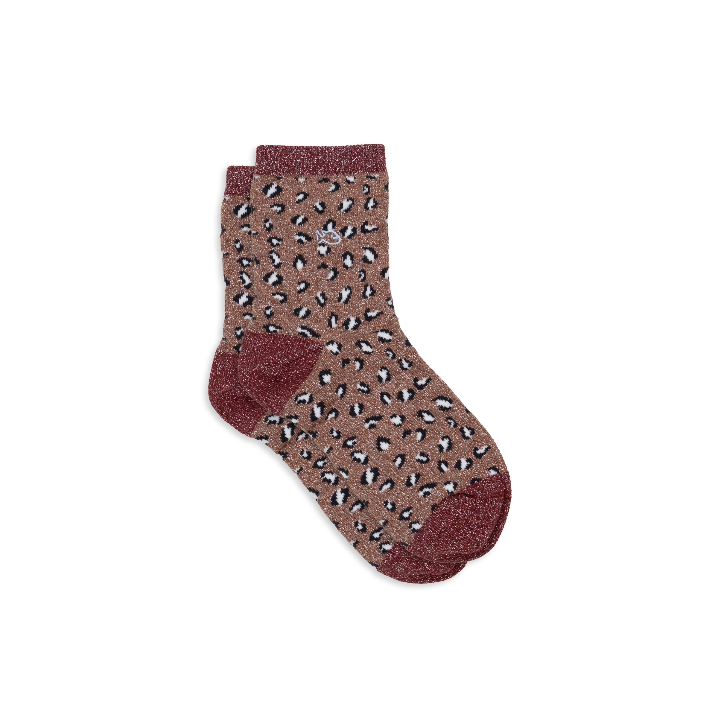 Leopard Combed Cotton Socks  Marron clair