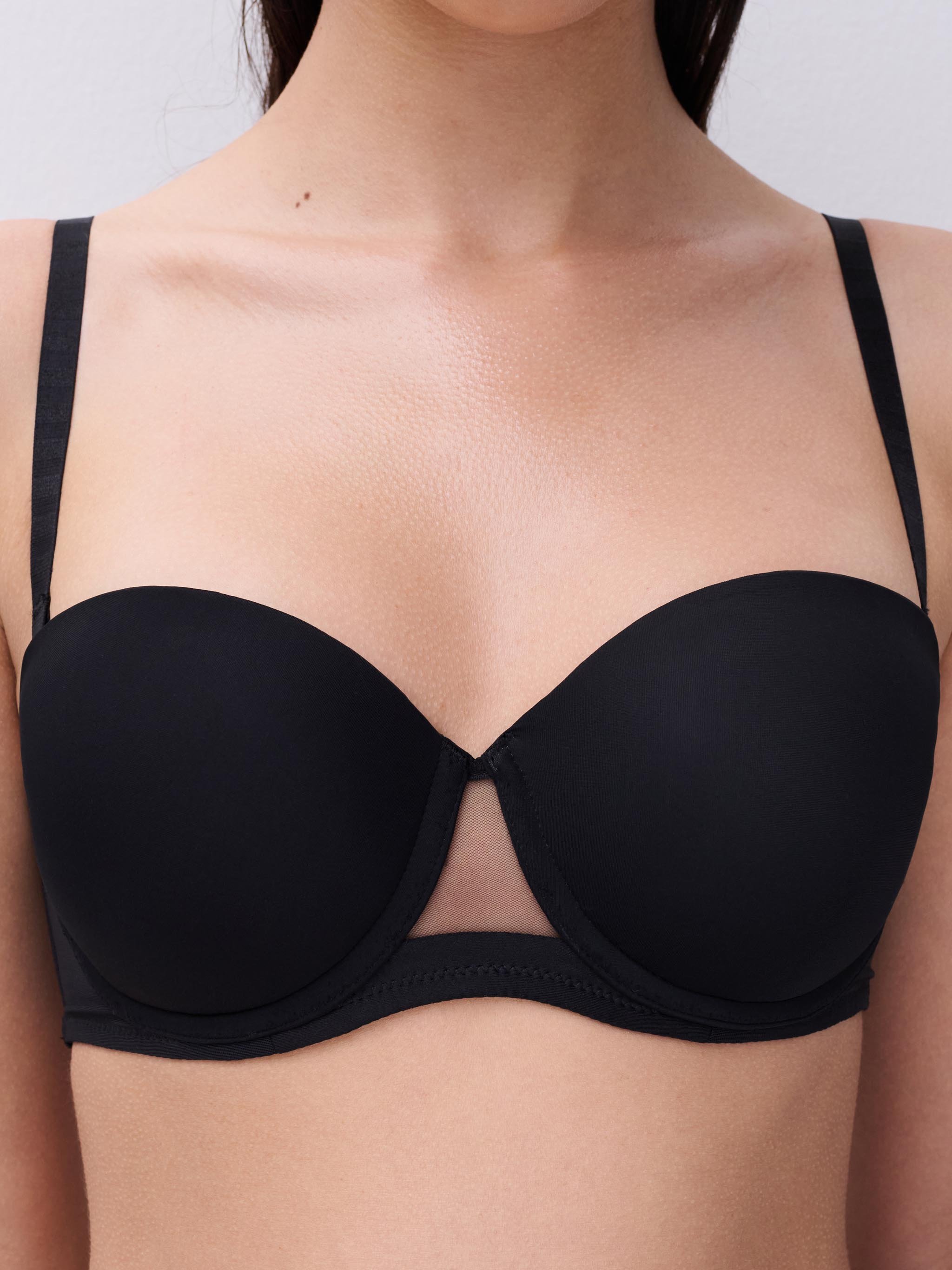 Bandeau bra with cups and removable straps CHANTELLE PULP Black