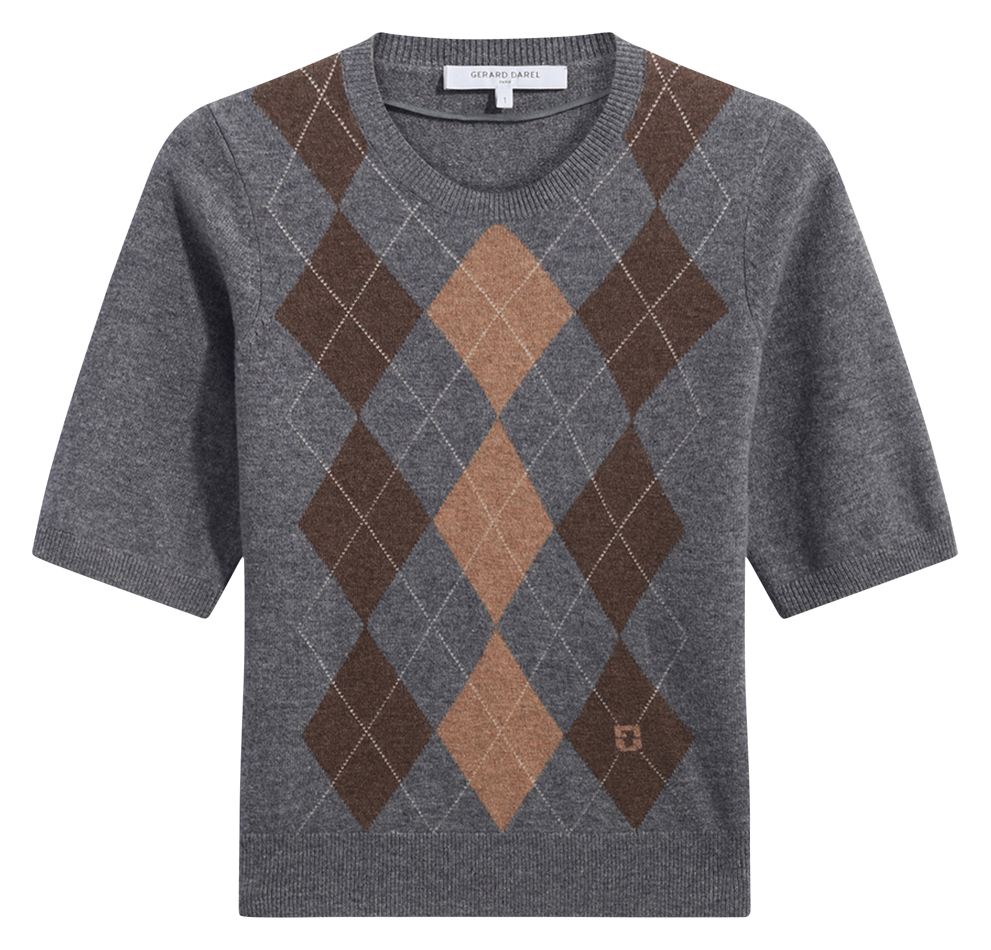 Pull droit col rond à imprimé en laine GERARD DAREL Gris