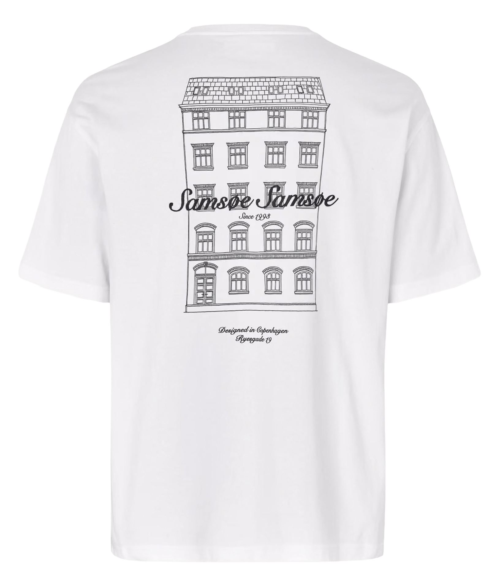 Gerader Rundhalsausschnitt T-Shirt mit Bio-Baumwollprint. SAMSOE SAMSOE Weiss