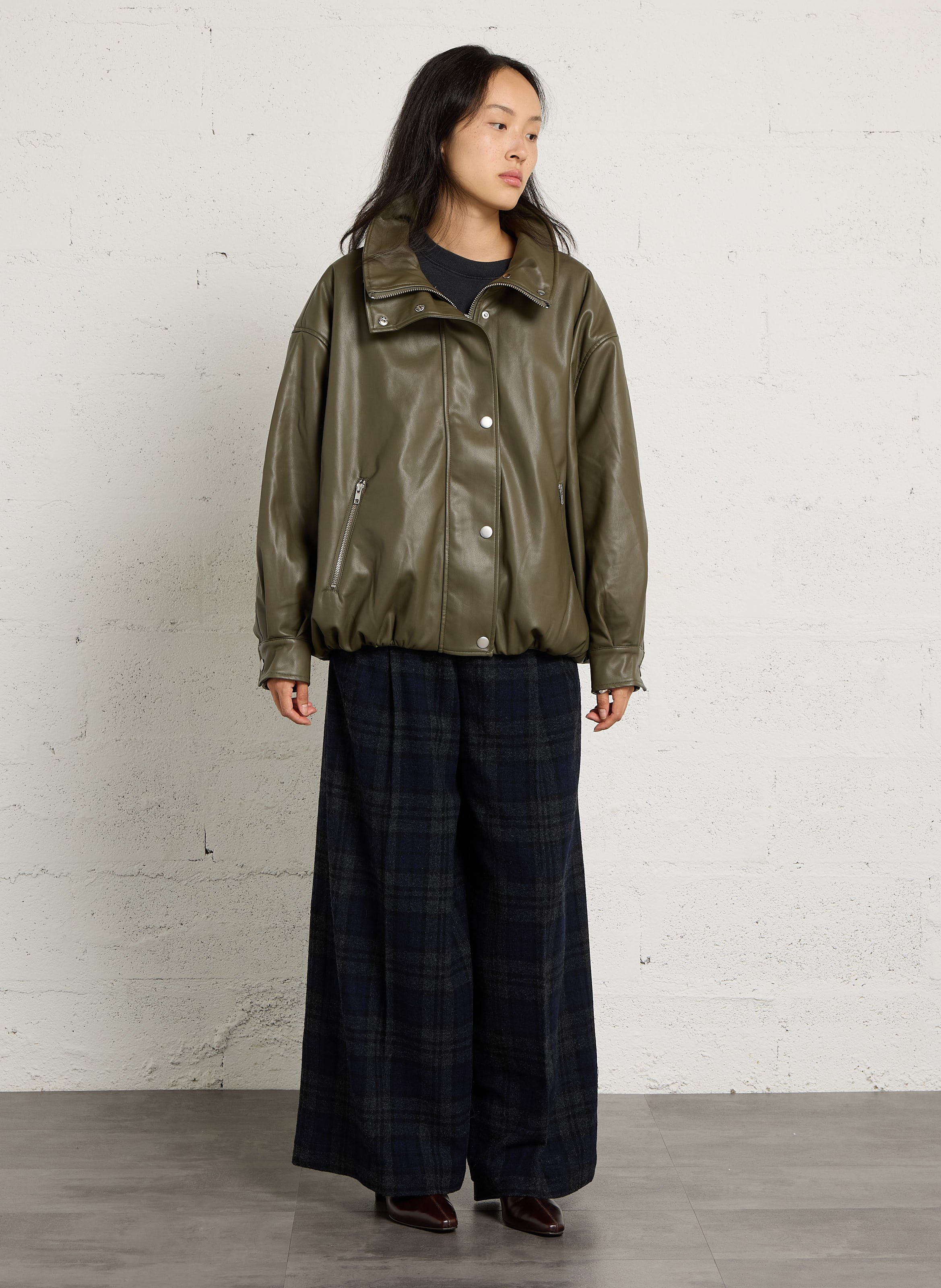 Pantalon droit large en laine mélangée BELLEROSE Vert