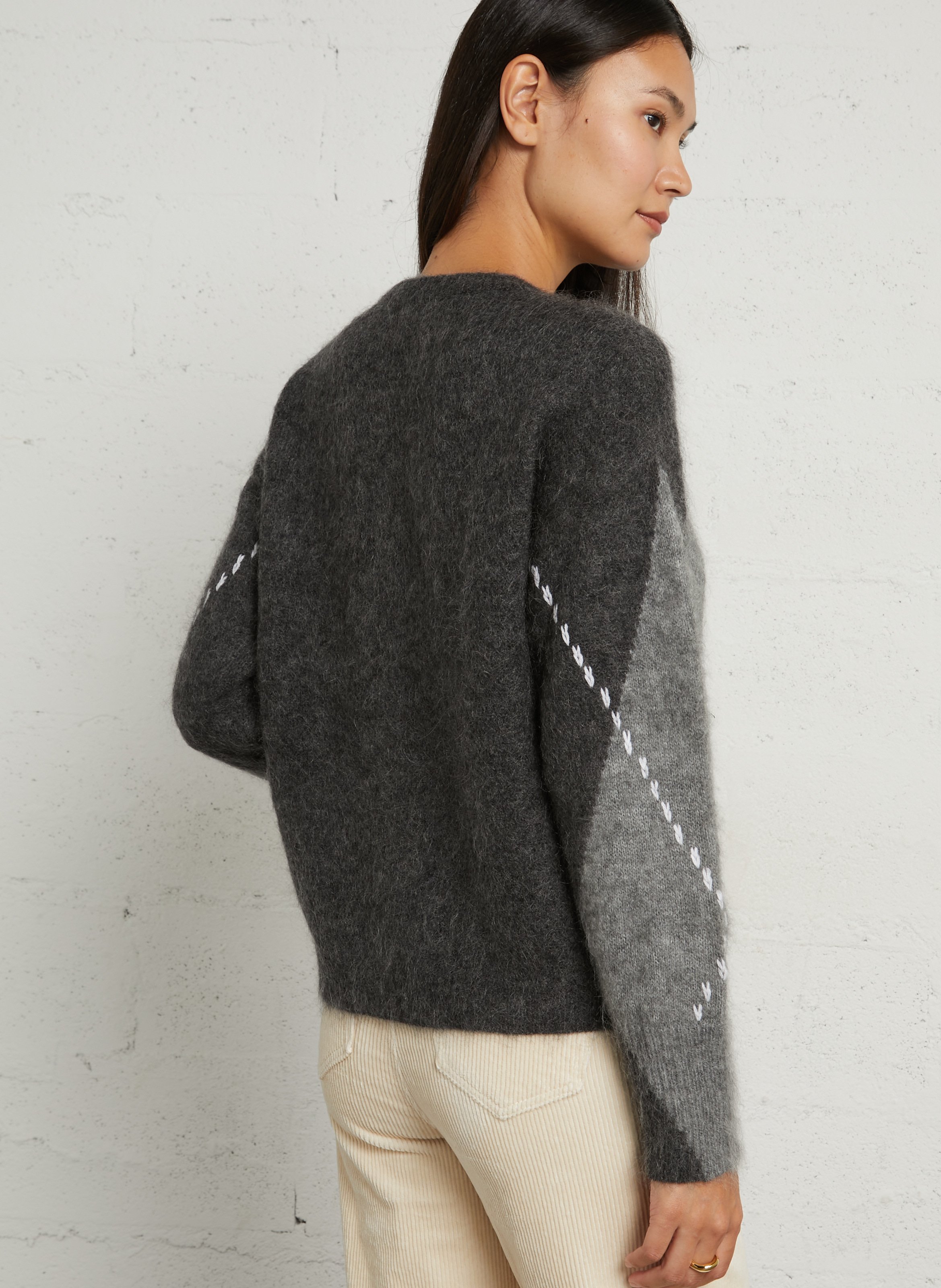 Loose fit round neck jacquard vest MAISON 123 Grey