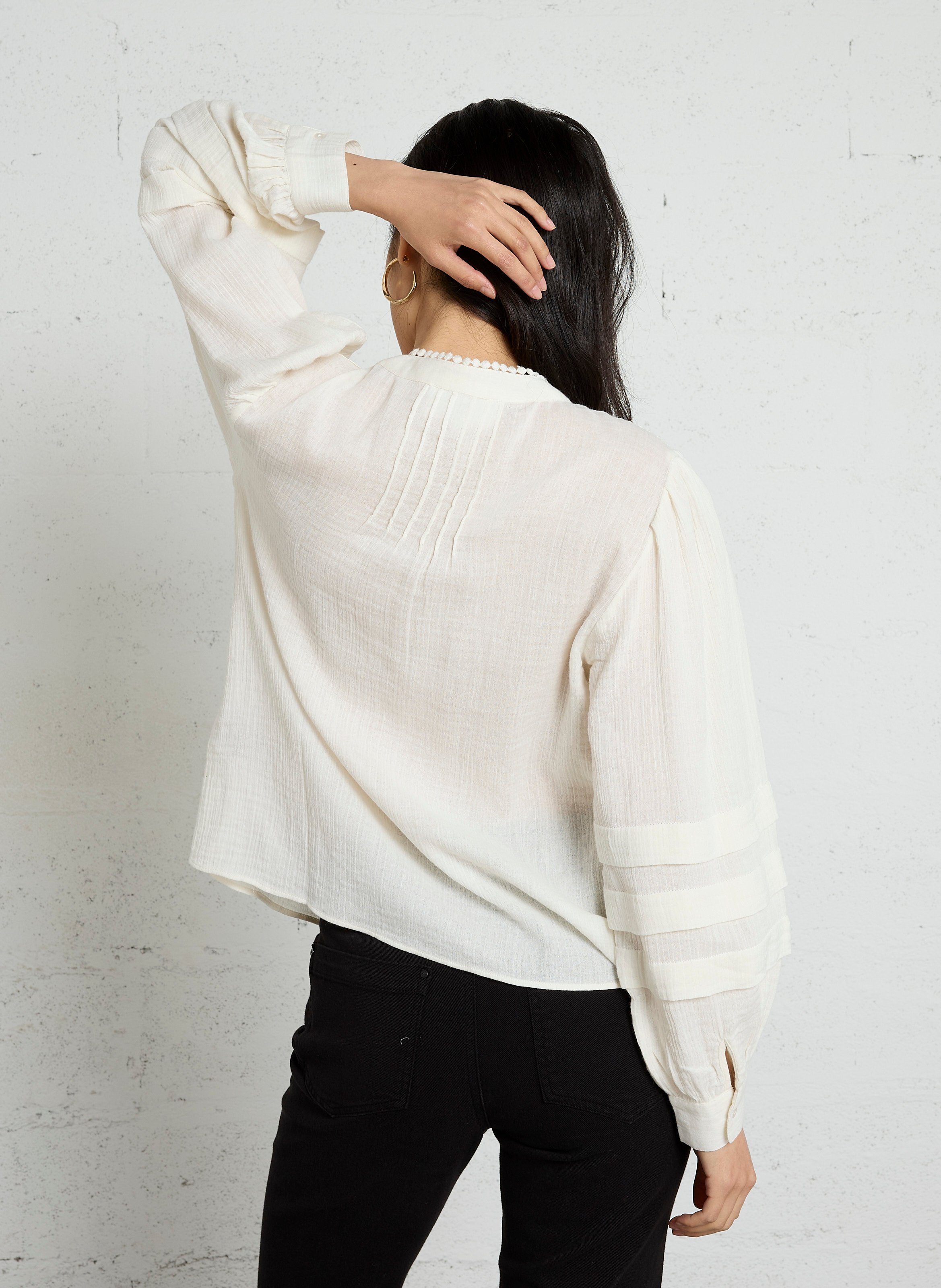 Weite Baumwollbluse mit Stickerei SUD EXPRESS Weiss
