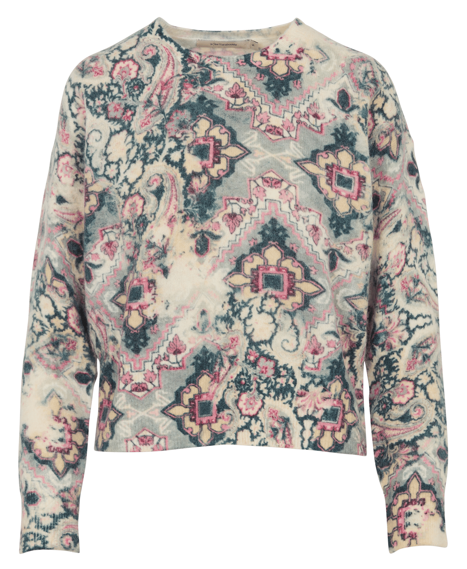 Loose-Fit Printed Wool-Blend Sweater LA FEE MARABOUTEE White