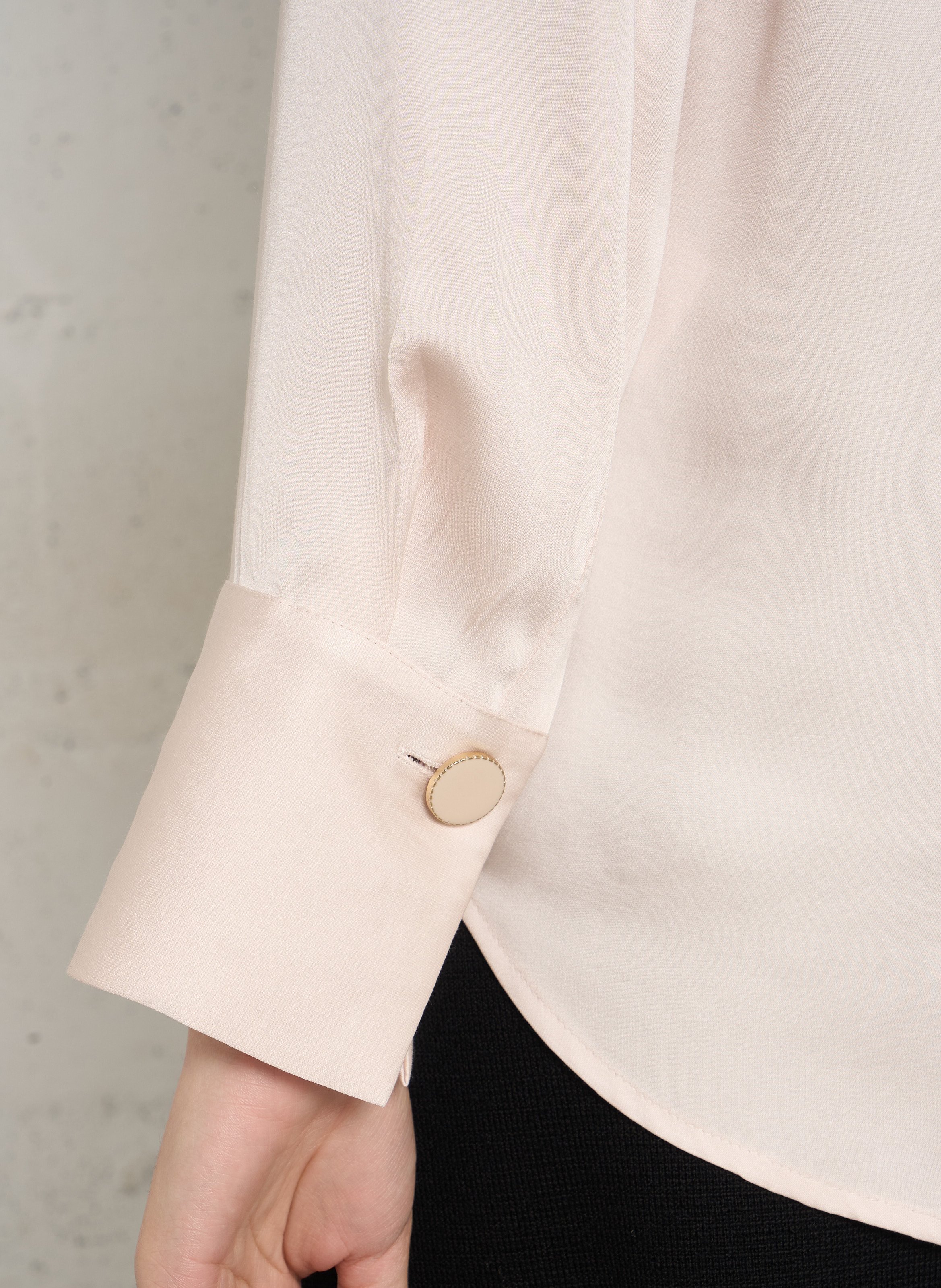 Fluid satin blouse with Tunisian collar MAISON 123 Beige