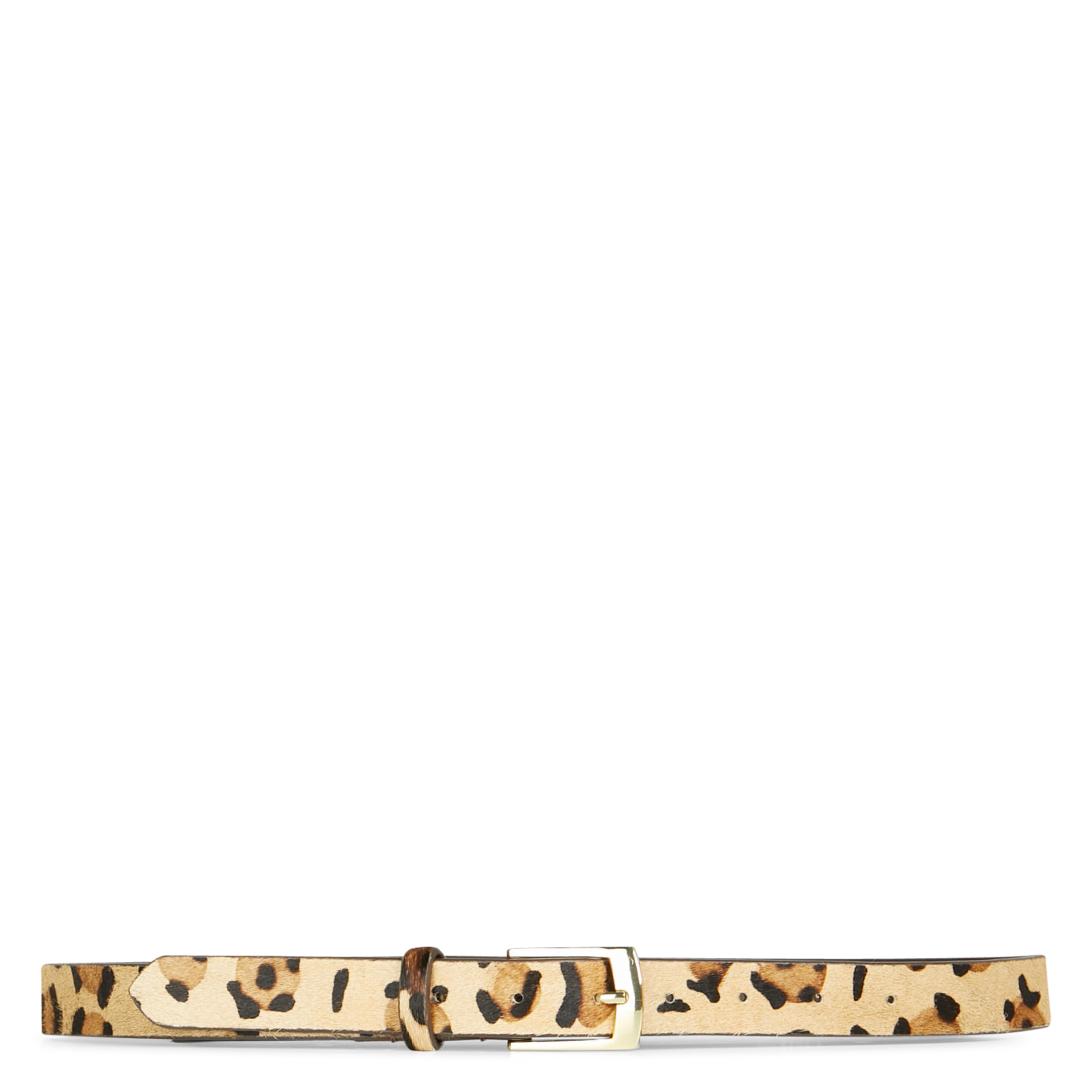 Leopard print ponyskin-effect leather belt with buckle PIECES Beige