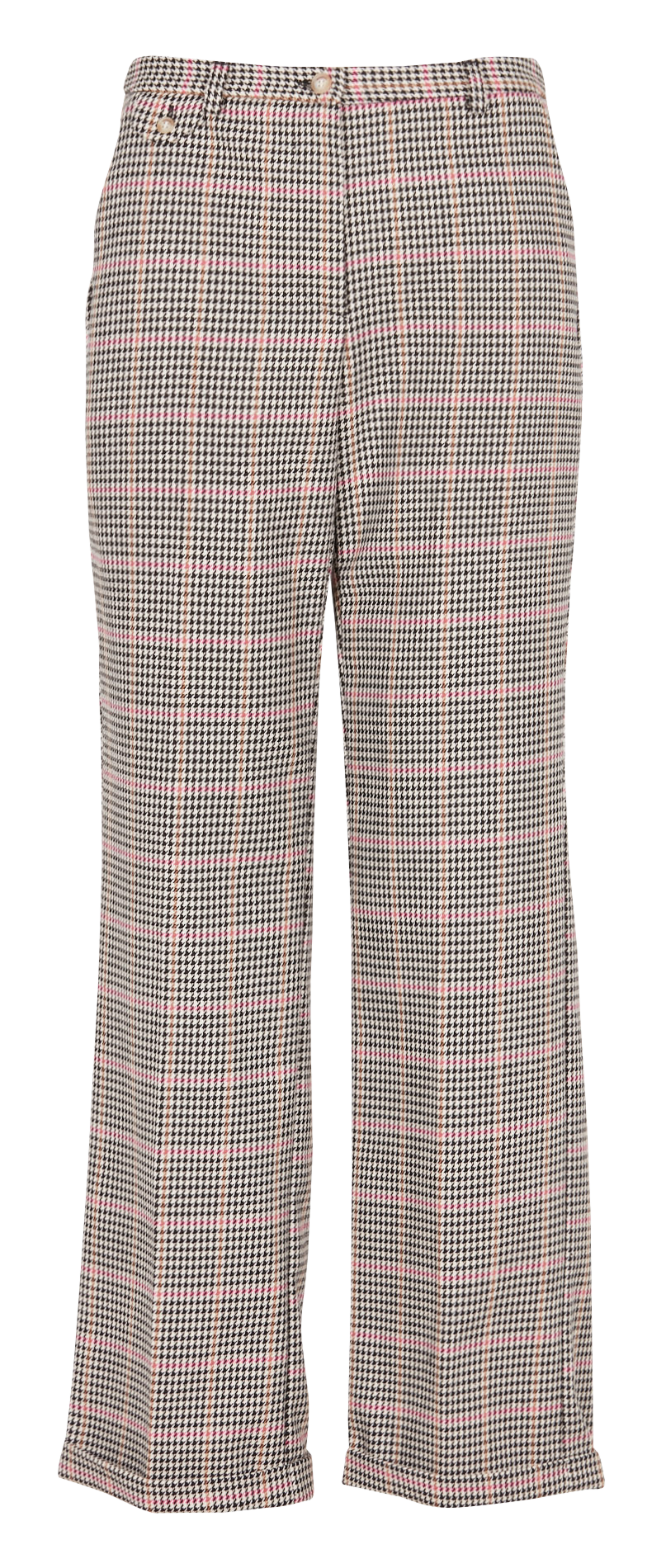 Wijde broek met pied-de-poulemotief | katoenblend IMPERIAL Beige