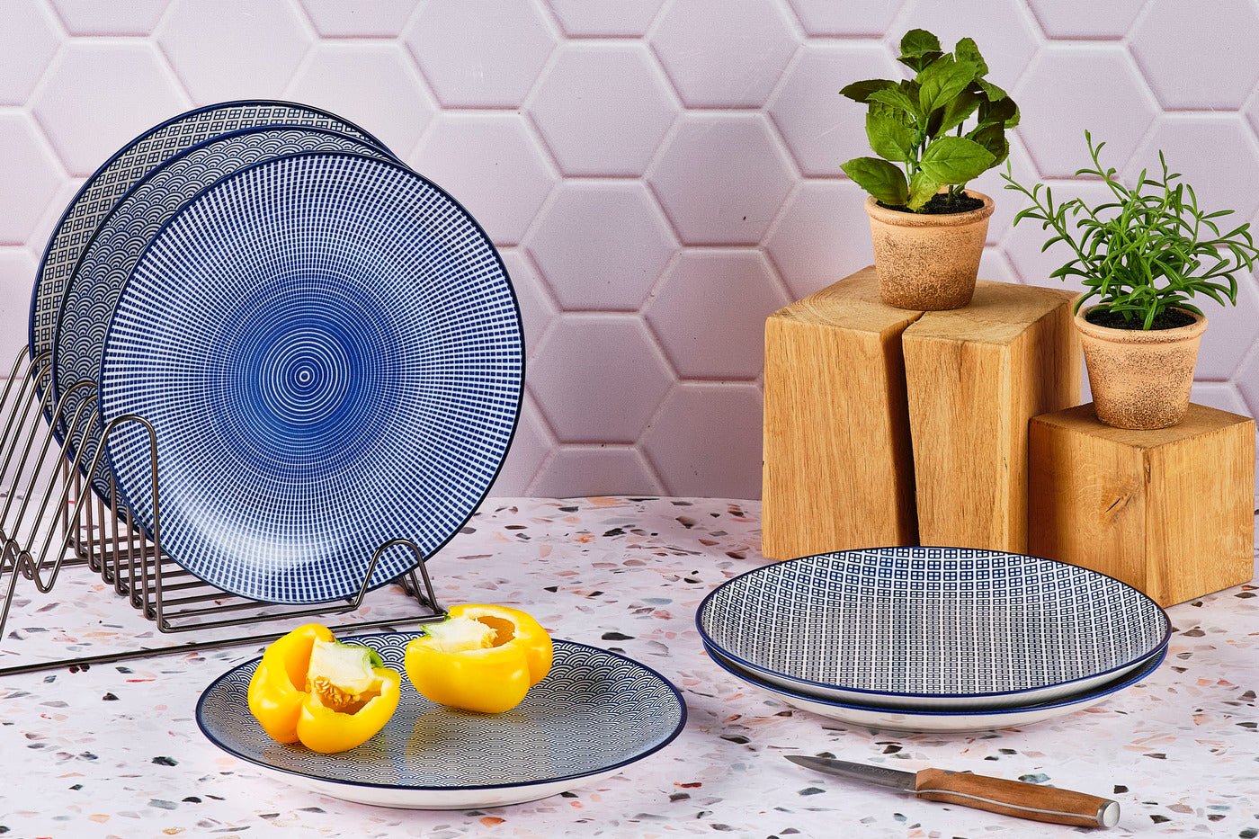 Pattern plate ø26cm - 6 pieces - color BJORN Blue
