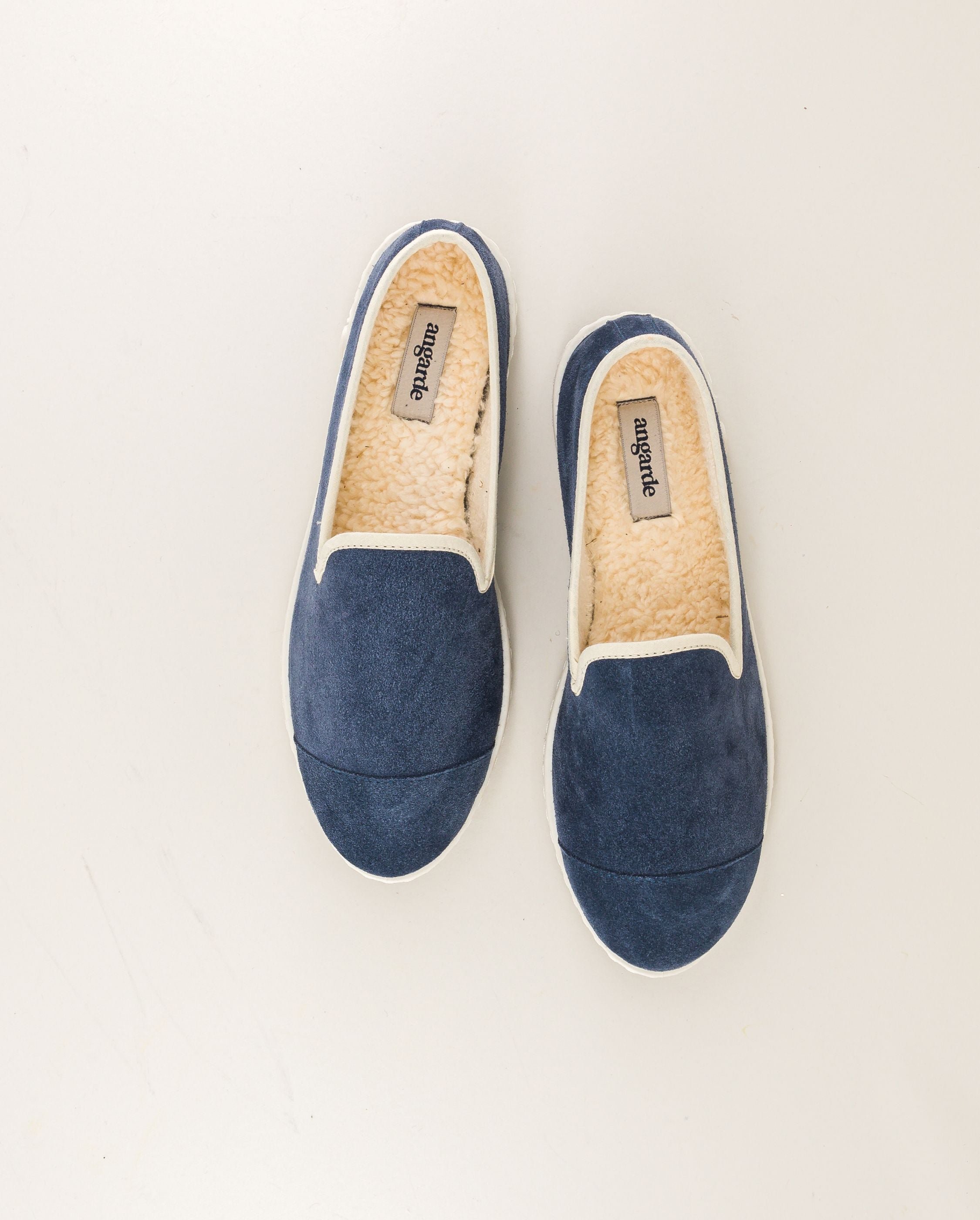 Chausson homme cuir, bleu jean ANGARDE Bleu