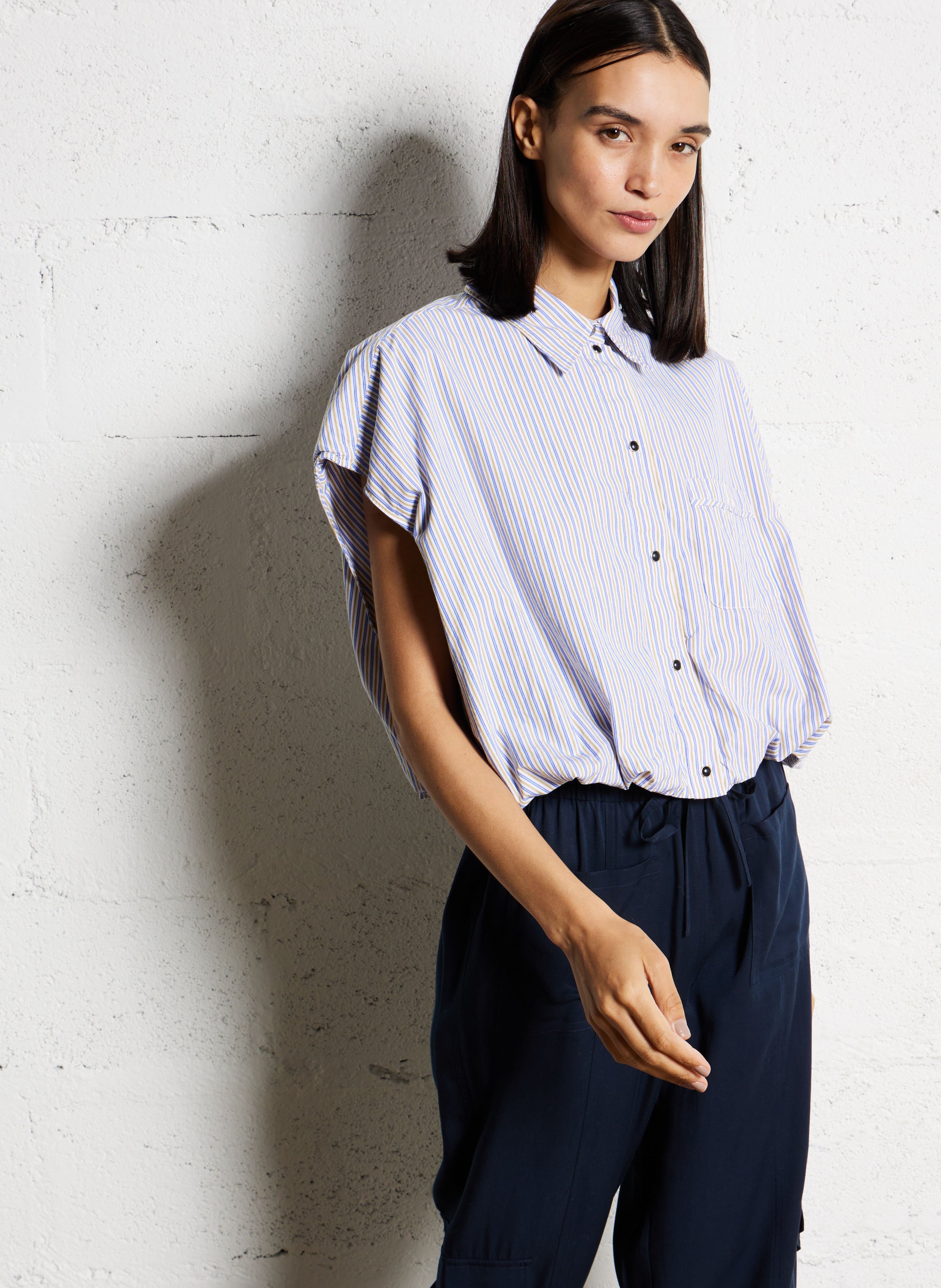 Short striped sleeveless shirt BELLEROSE White