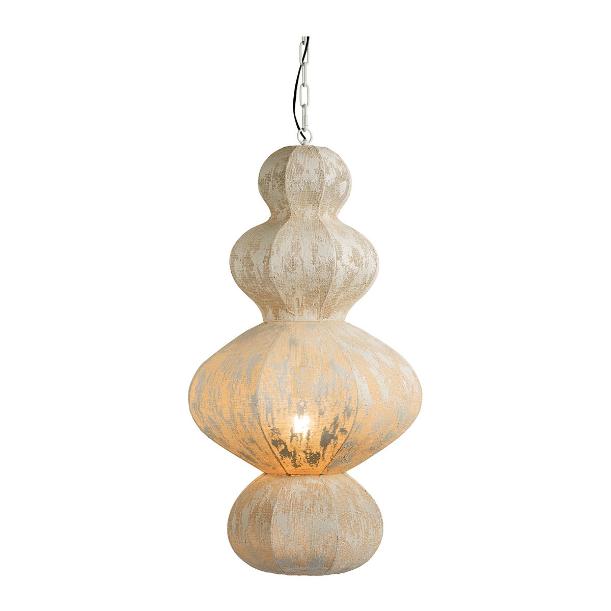 Sora fabric and metal pendant light - cream - ø 49 x 84 cm BLANC D'IVOIRE White