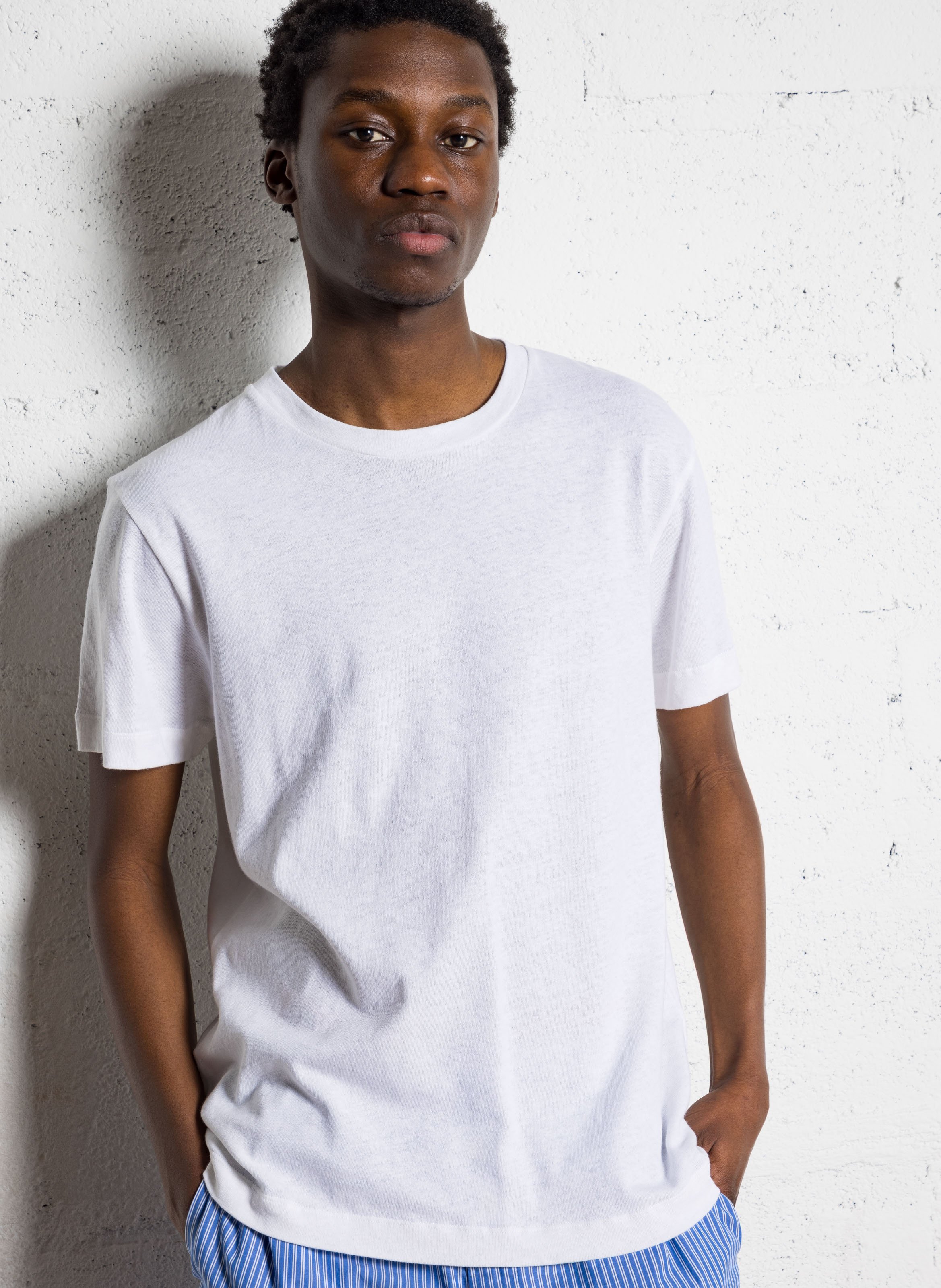 Basic cotton-mix T-shirt AU PRINTEMPS PARIS White