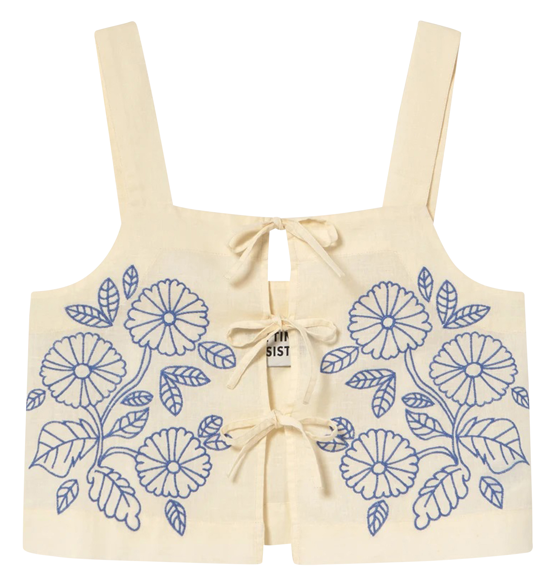 Square-neck cotton-blend top THE TINY BIG SISTER Beige