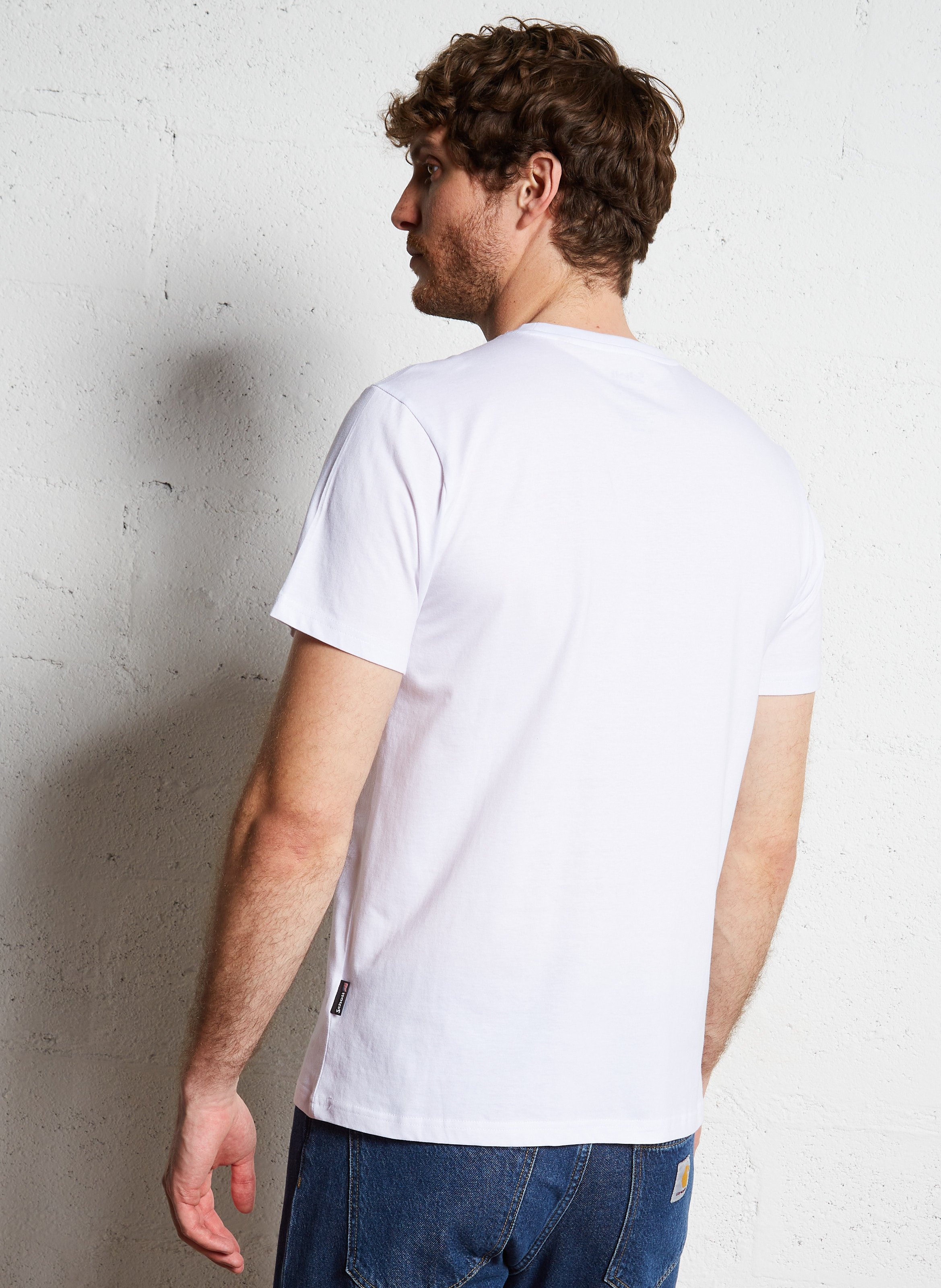 Tee-shirt manches courtes en coton SCHOTT Blanc